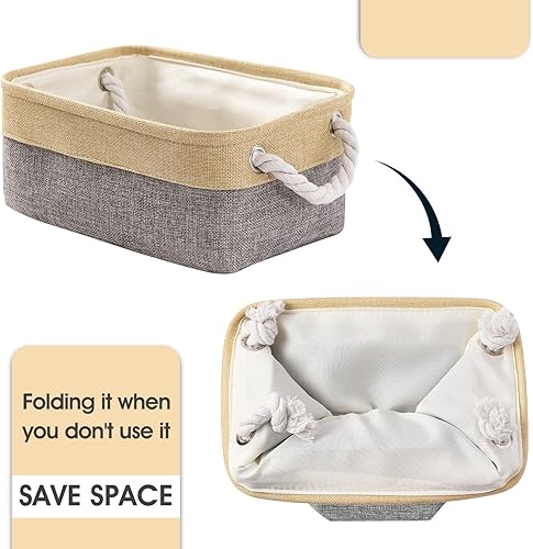 Miniatura 7 de TcaFmac Contenedores de organización y almacenamiento para estantes, paquete de 6 cestas de almacenamiento plegables de 12 x 8 x 5.2 pulgadas para