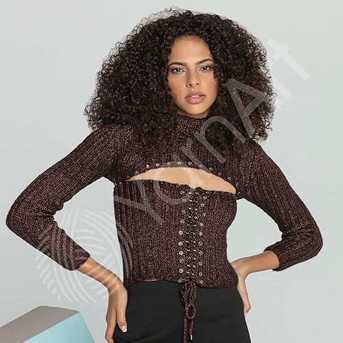 Miniatura 4 de 1 Ball YarnArt Melody, hilo de cadeneta, hilo brillante metálico brillante para tejer, ganchillo, bordado, 3.5 onzas, 754.6 ft (251 yardas), 70%