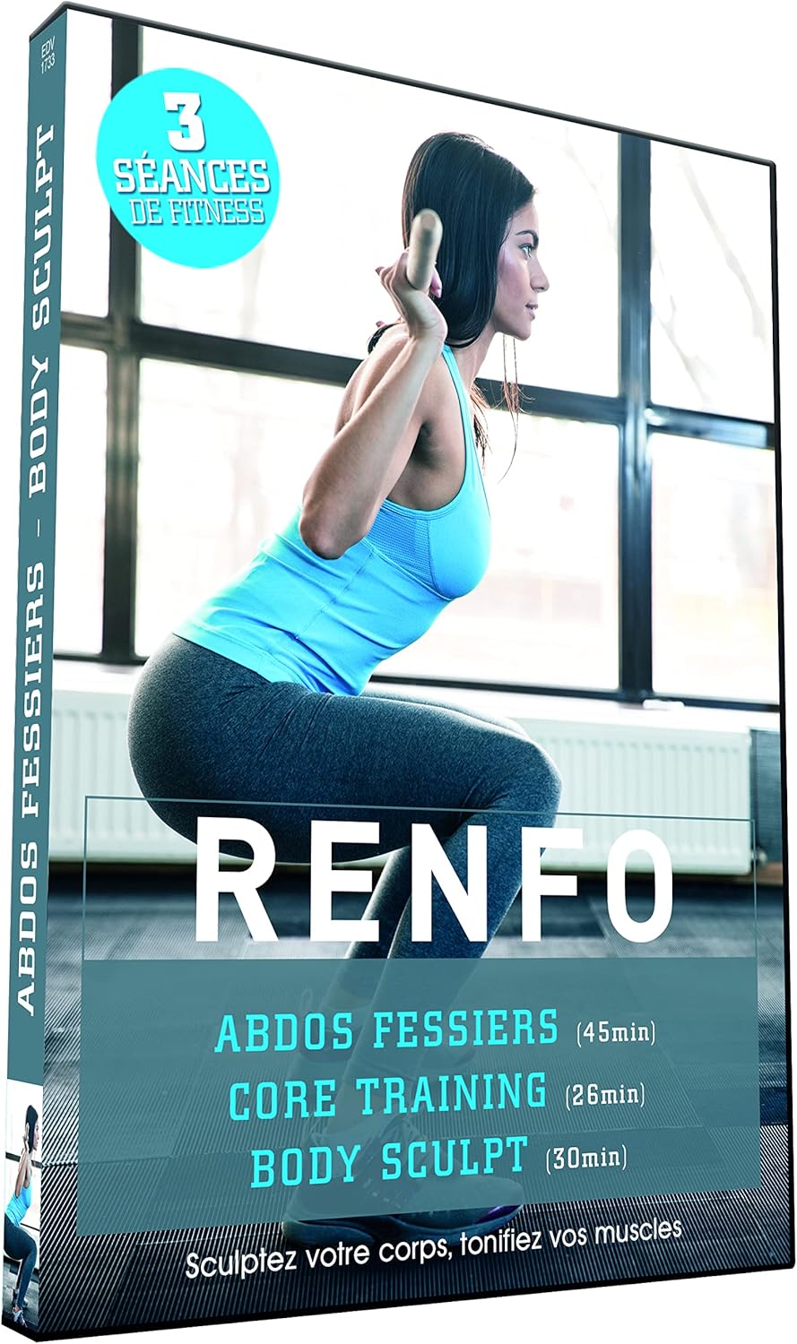 Renfo fitness DVD cover featuring a woman performing a squat exercise.