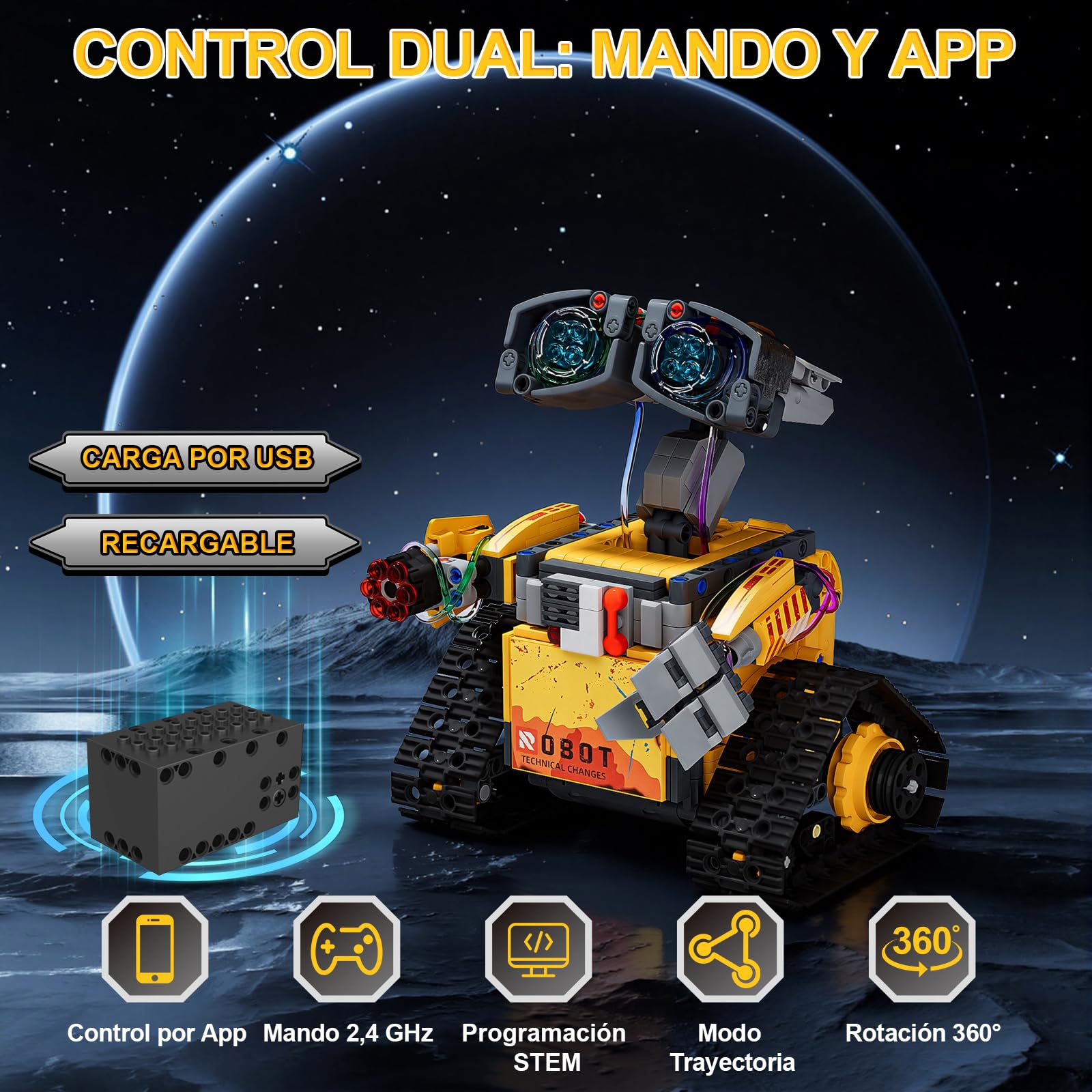 Technic Robot para Niños, 5 en 1 Juego de Construcción de Robots Programable con App y Mando a Distancia, Rotación de 360°, Regalo Creativo para Niños 6+ Años Cumpleaños y Navidad (673 Piezas)