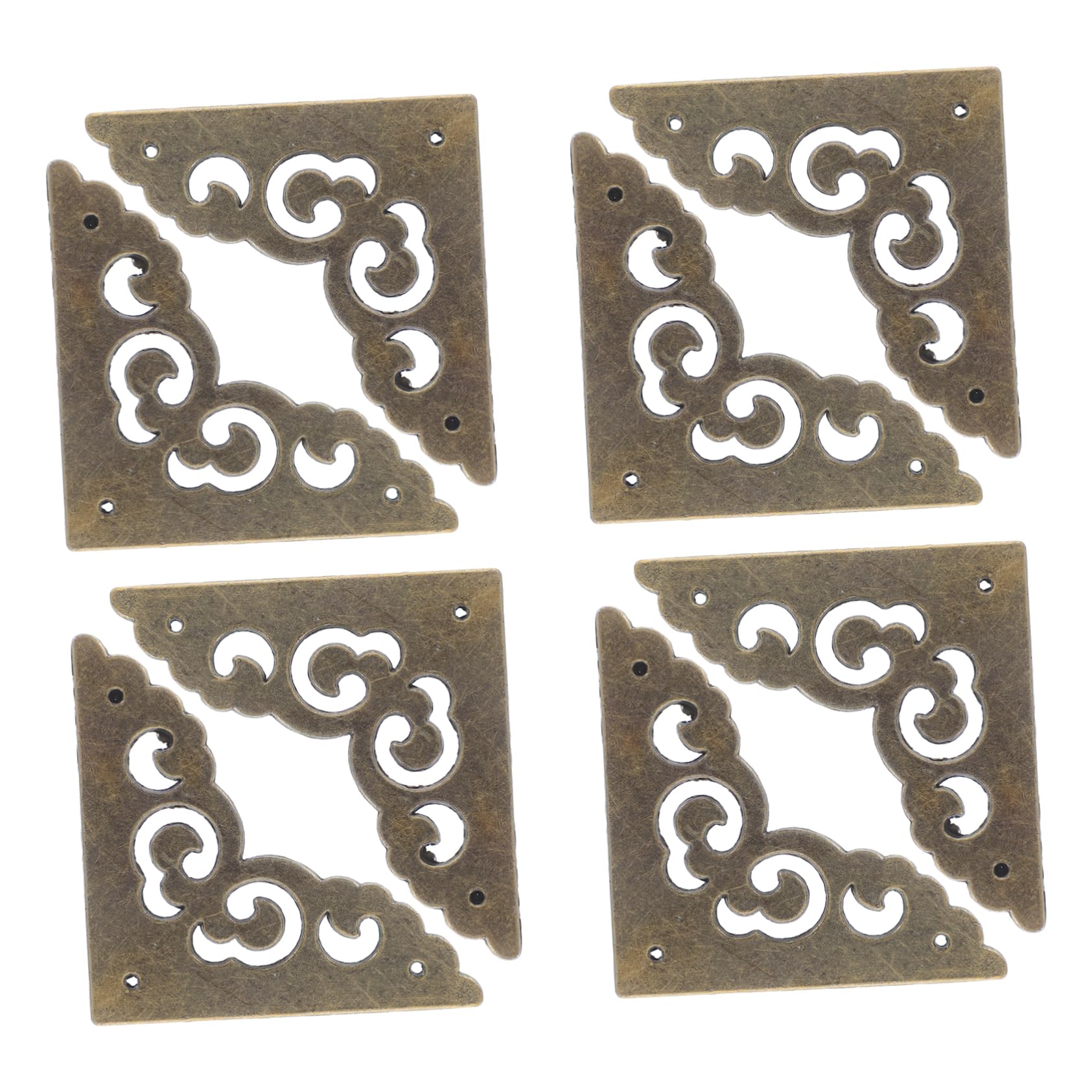jojofuny 8pcs Decorative Metal Corner Guards for Wood Furniture Vintage Style Zinc Alloy Edge Protectors Hollow Corner Covers for Picture Frame Desk Jewelry Box