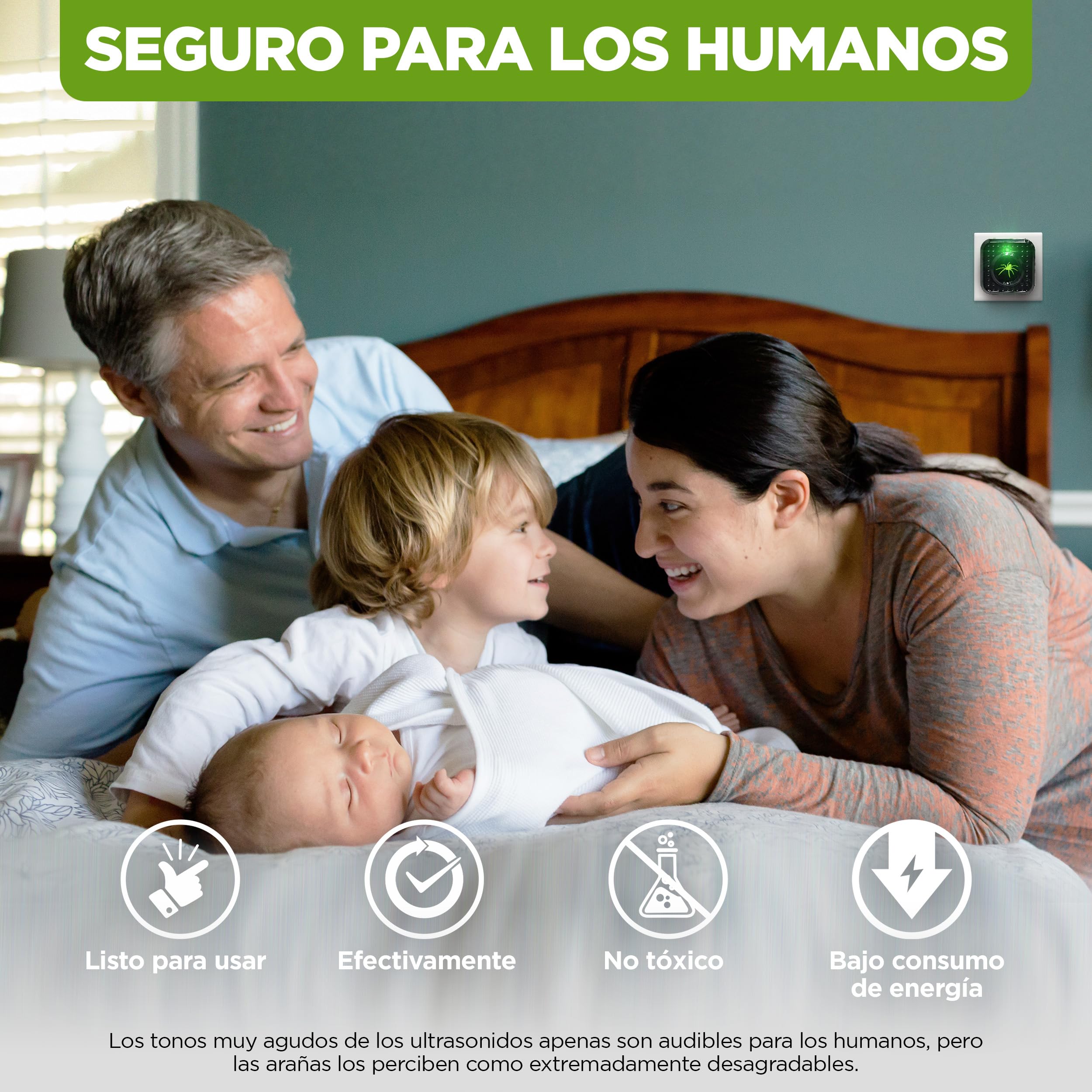 ISOTRONIC – Repelente ultrasónico de arañas enchufable para sótanos e Interiores – Repelente de arañas con un Alcance Efectivo de 30 m² (5 Unidades)