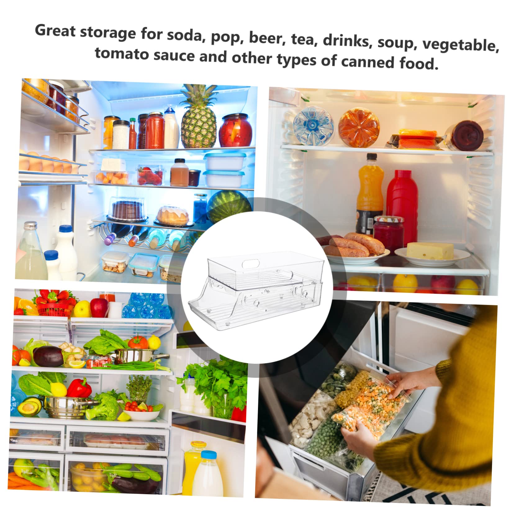 Cabilock Fridge Organizer Can Dispenser Soda Can Organizer Compact Drink Storage