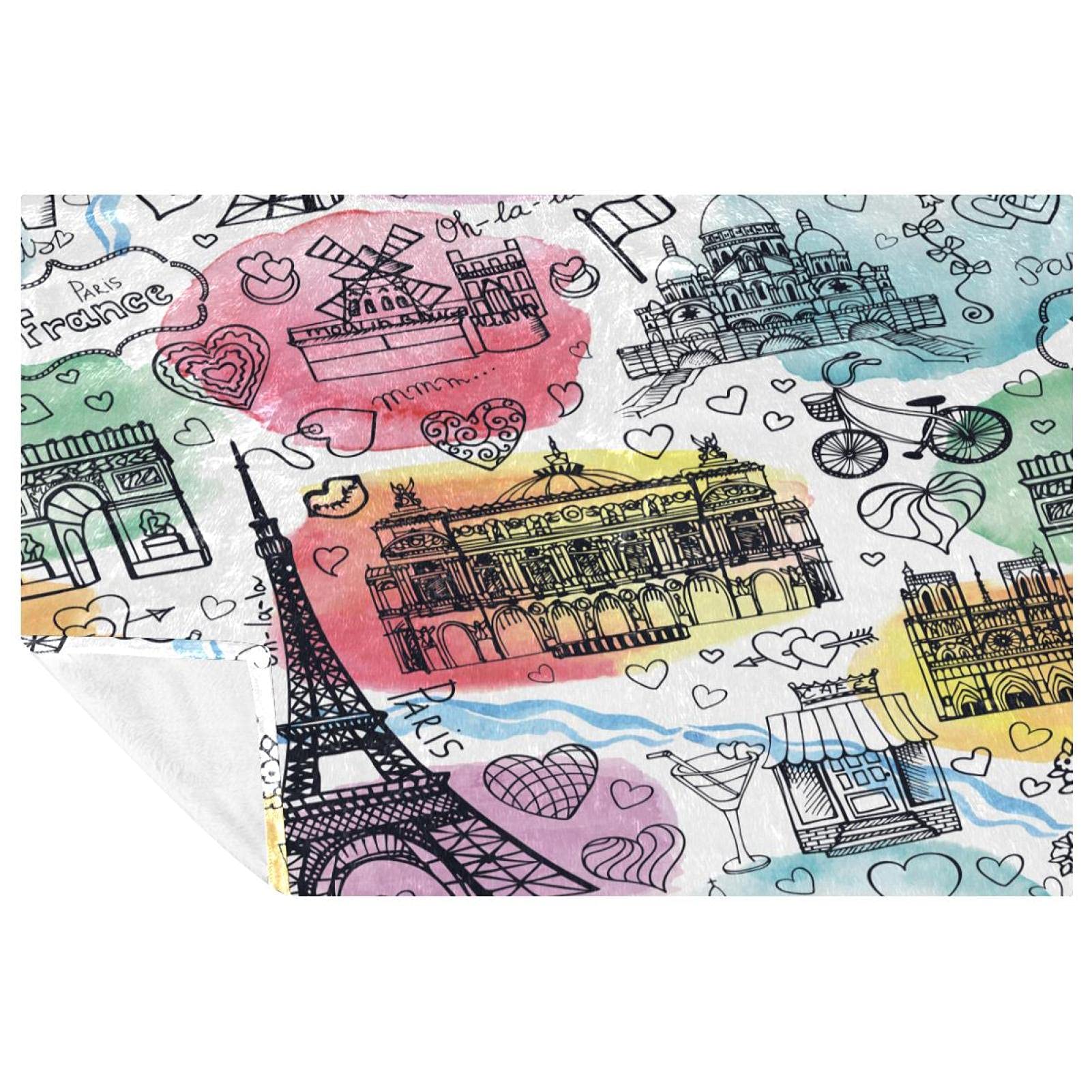 Couverture Paris Tour Eiffel vintage contre le froid sur votre canapé ou en camping