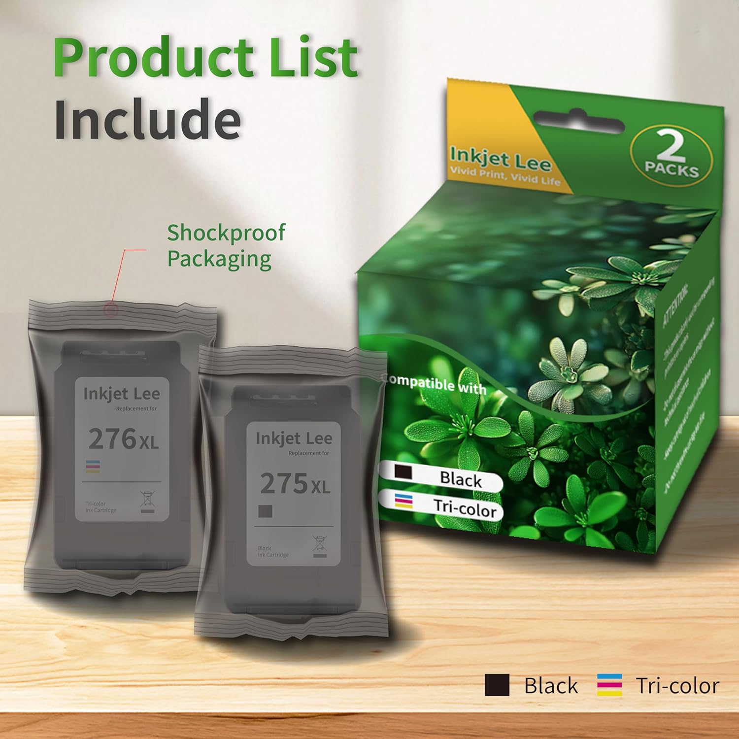 275XL 276XL Remanufactured Compatible for Canon 275 276XL PG245 CL246 Ink Cartridges for Pixma TS3720 TS3522 TS3520 TS3500 TS3700 TR4700 TR4720 TR4722 Printer,2 Pack (Black, Tri-Color)