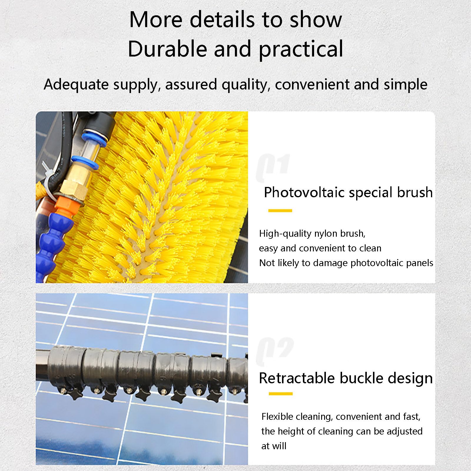 Kit Spazzola e Asta per la Pulizia dei Pannelli Solari, Palo Alimentato ad Acqua, per la Pulizia dei Pannelli Solari Fotovoltaici, Pulizia di Finestre Alte e Pulizia di Auto,6m(19.7ft)