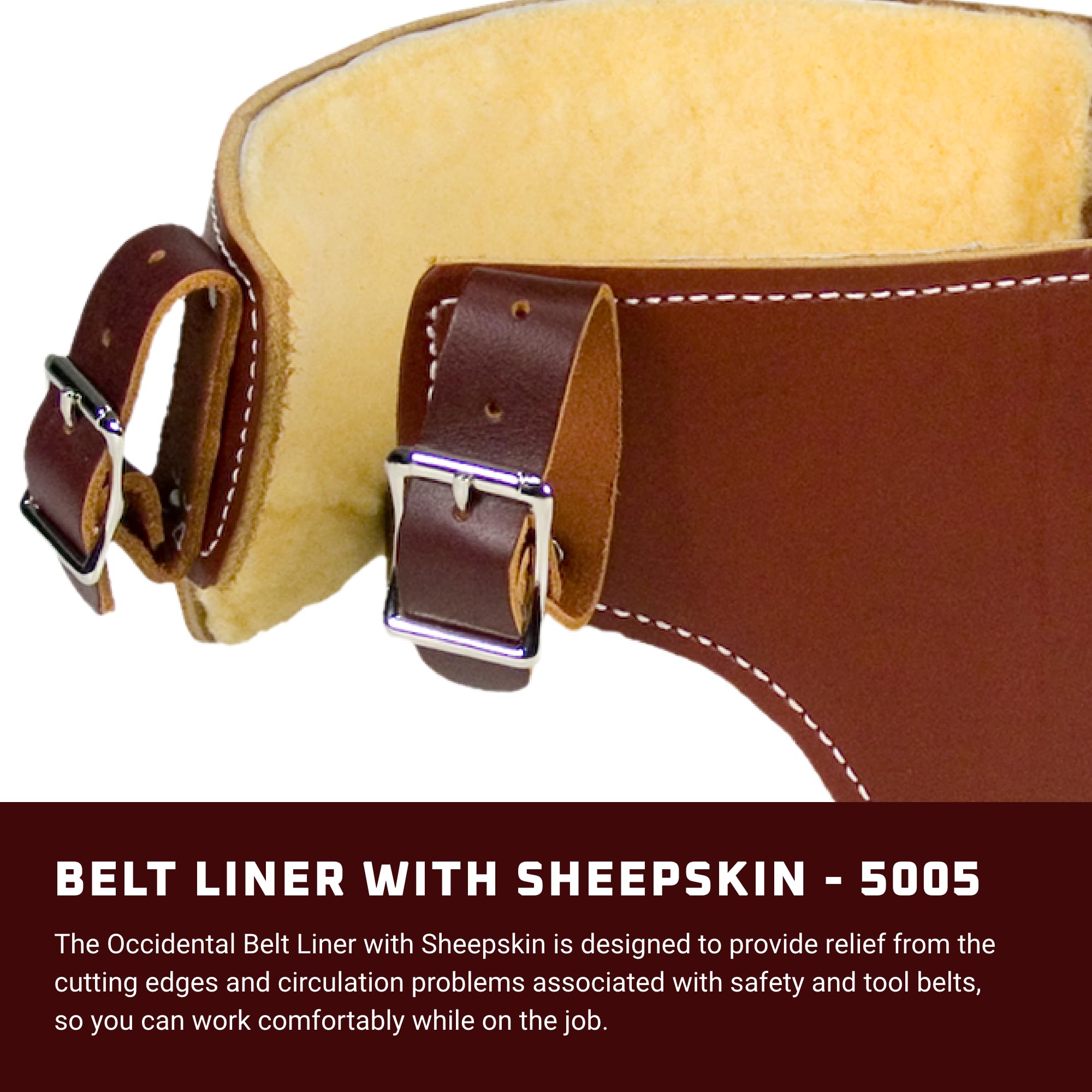 Occidental Leather Belt Liner with Sheepskin - Medium - Made in