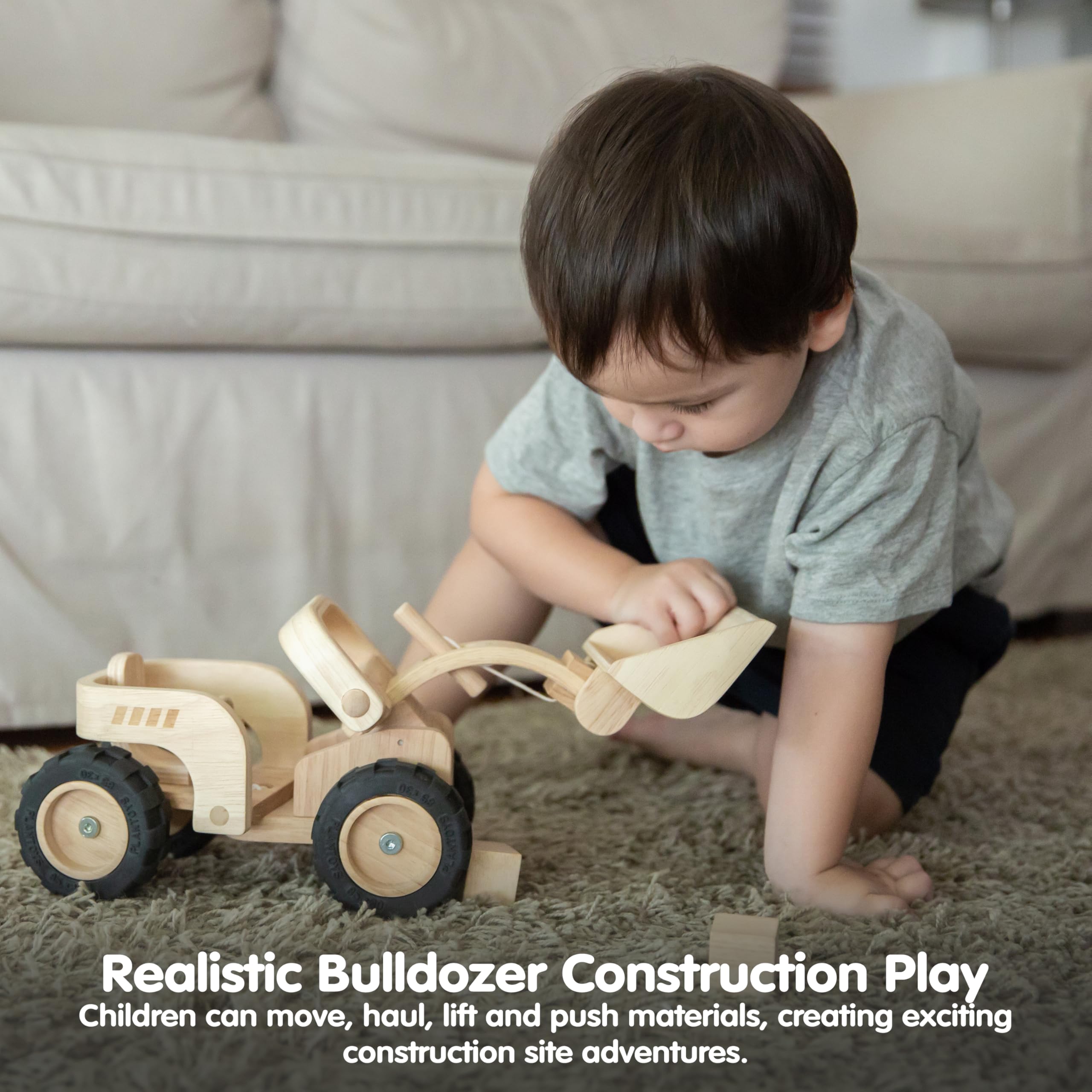 PlanToys - spychacz, Kolor Drewno (6123)