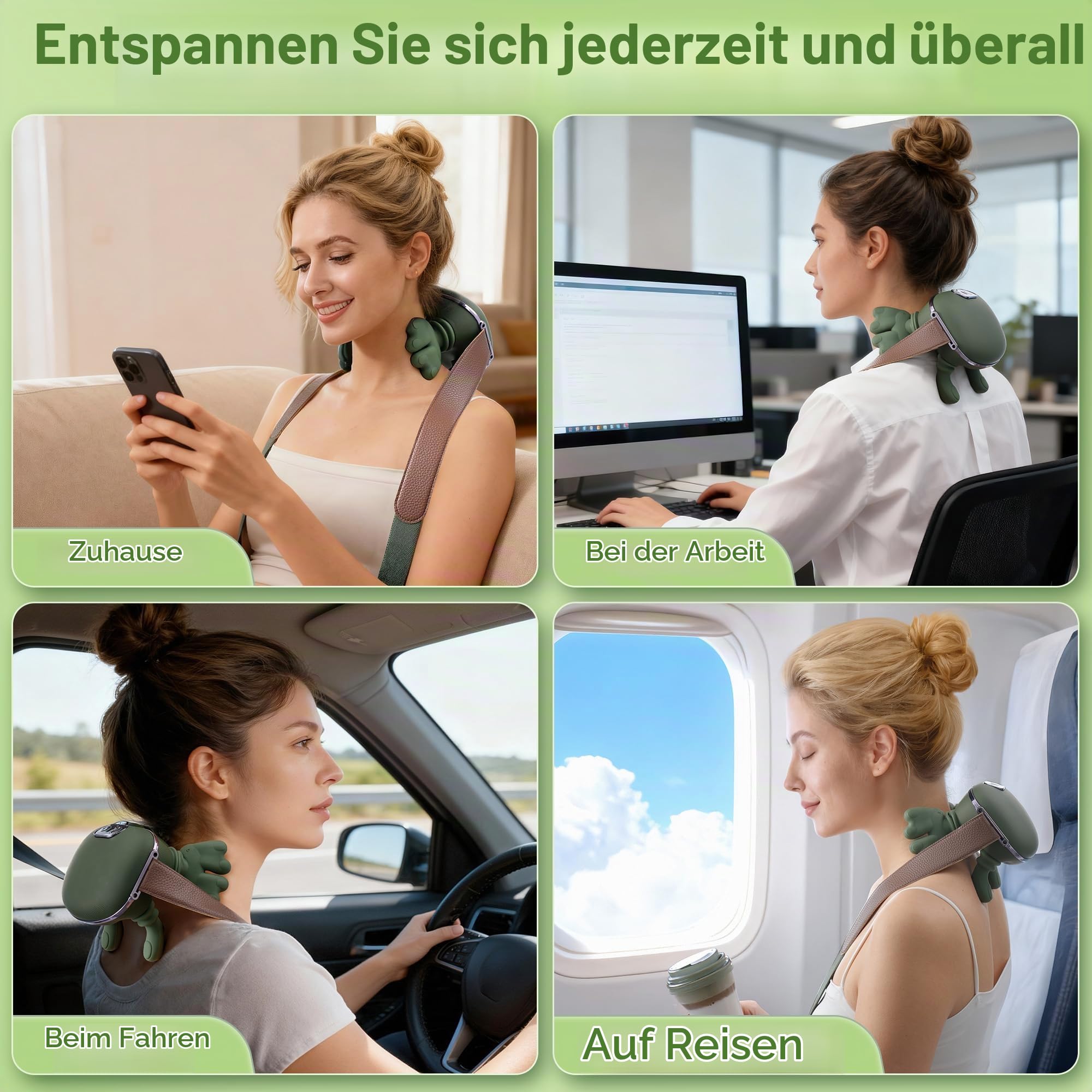4D Bionische Hand Nackenmassagegerät, Elektrisches Shiatsu Massagegerät | 3 Intensitätsstufen und 2 Heizstufen, Tiefengewebemassage für Nacken und Schultern, Lindert Muskelverspannungen und Ermüdung