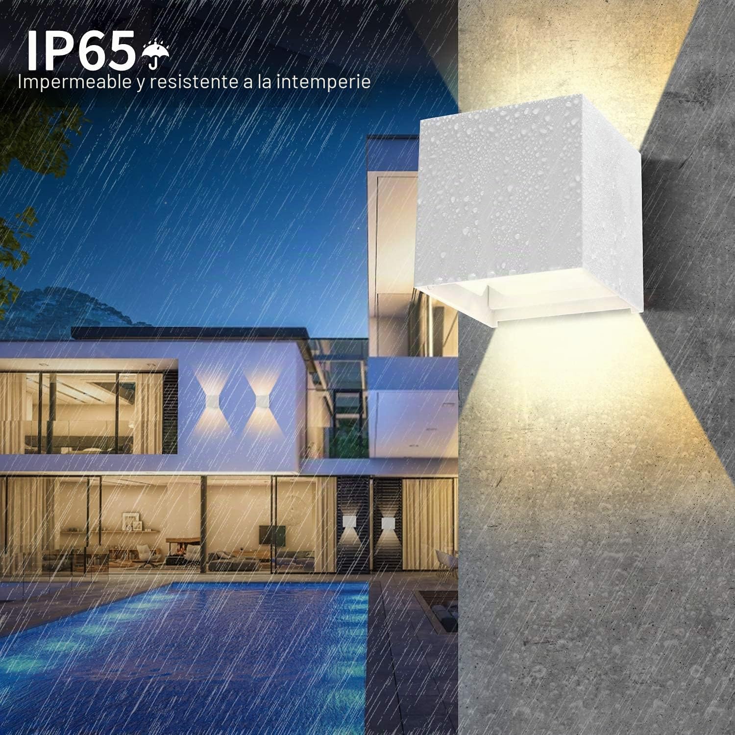 ledmo 4 Piezas Aplique Pared Exterior LED 12W 3000K IP65 Ángulo Ajustable | Ángulo regulable, carcasa blanca, aluminio anticorrosivo, IP65 impermeable, balcón jardín terraza villa