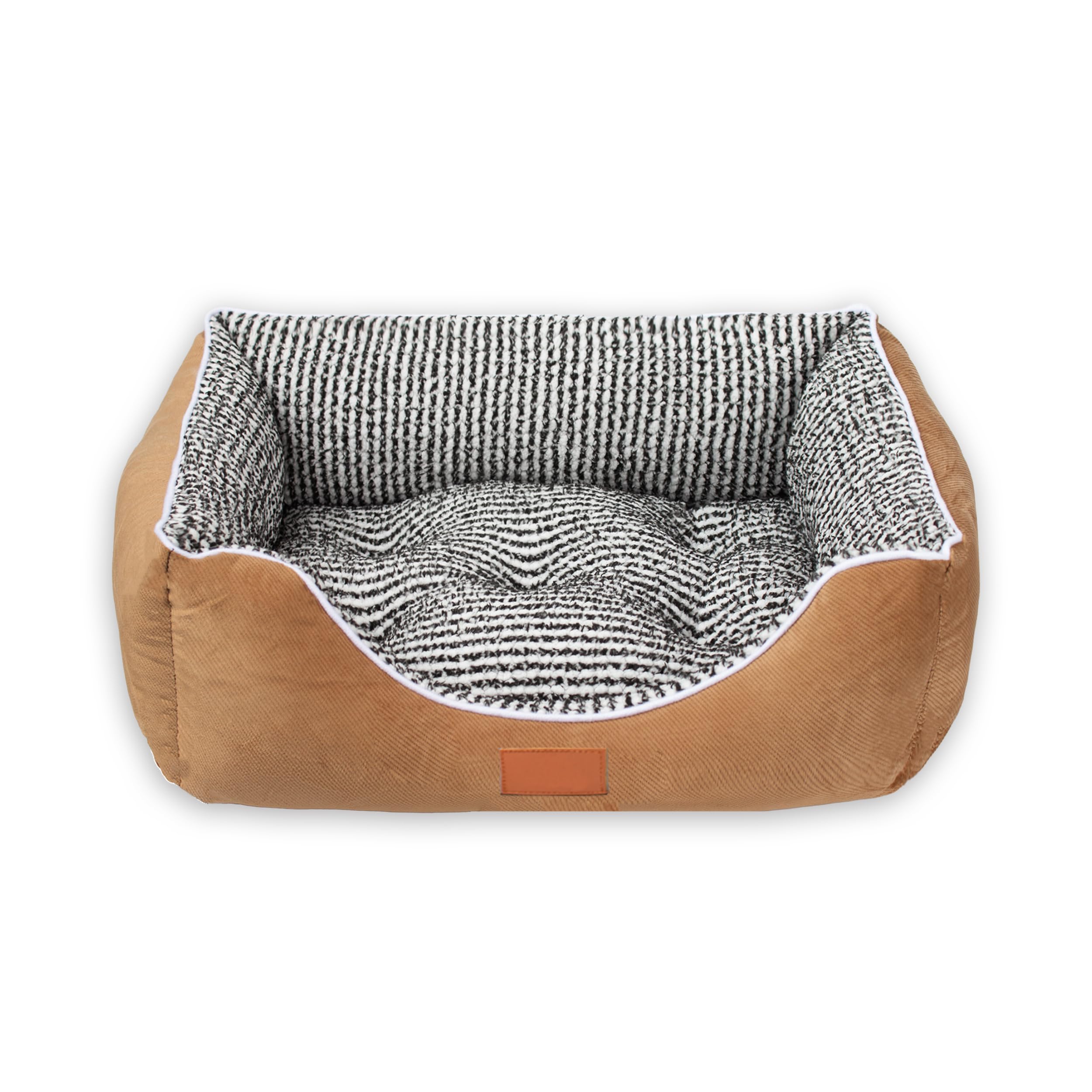 BESCH Dog Bed 57 x 42 x 17 cm Soft and Comfortable with Non-Slip Non-Slip Base, Scratch-Resistant Fabric – Washable and Breathable for Small, Medium and Large Pets (Brown)
