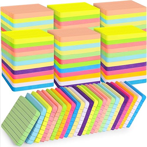 Miniatura 7 de 60 blocs de notas adhesivas con forro de esquina redonda de 3 x 3 pulgadas, 12 colores brillantes, bloc de notas autoadhesivas, bloc de notas de