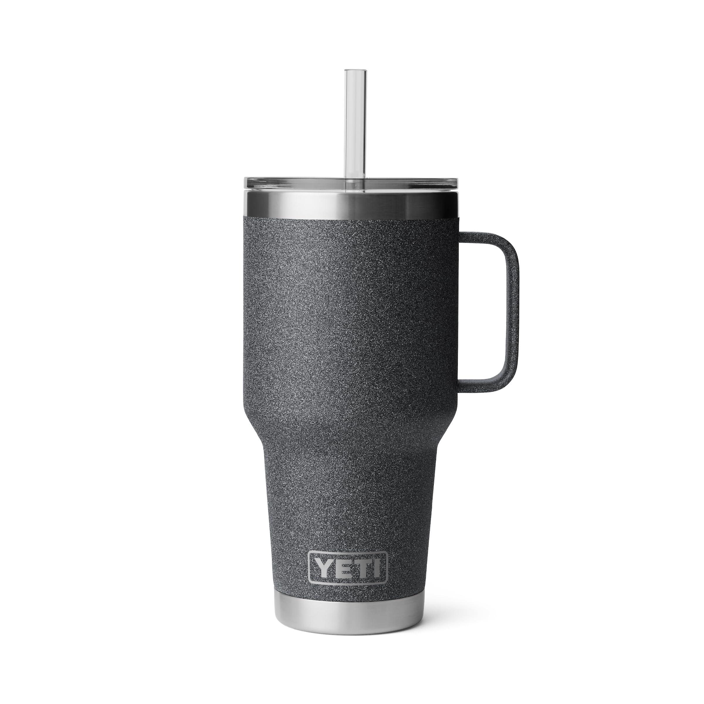 YETI Rambler 35 oz Straw Mug, Black Stone-Textured