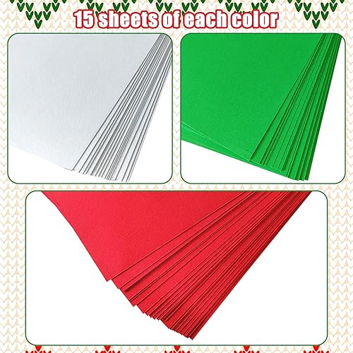 Miniatura 3 de 90 hojas de papel grueso de cartulina de Navidad, tamaño A4 de 70 libras, color rojo, verde, blanco, peso medio, cartulina, papel de cartulina