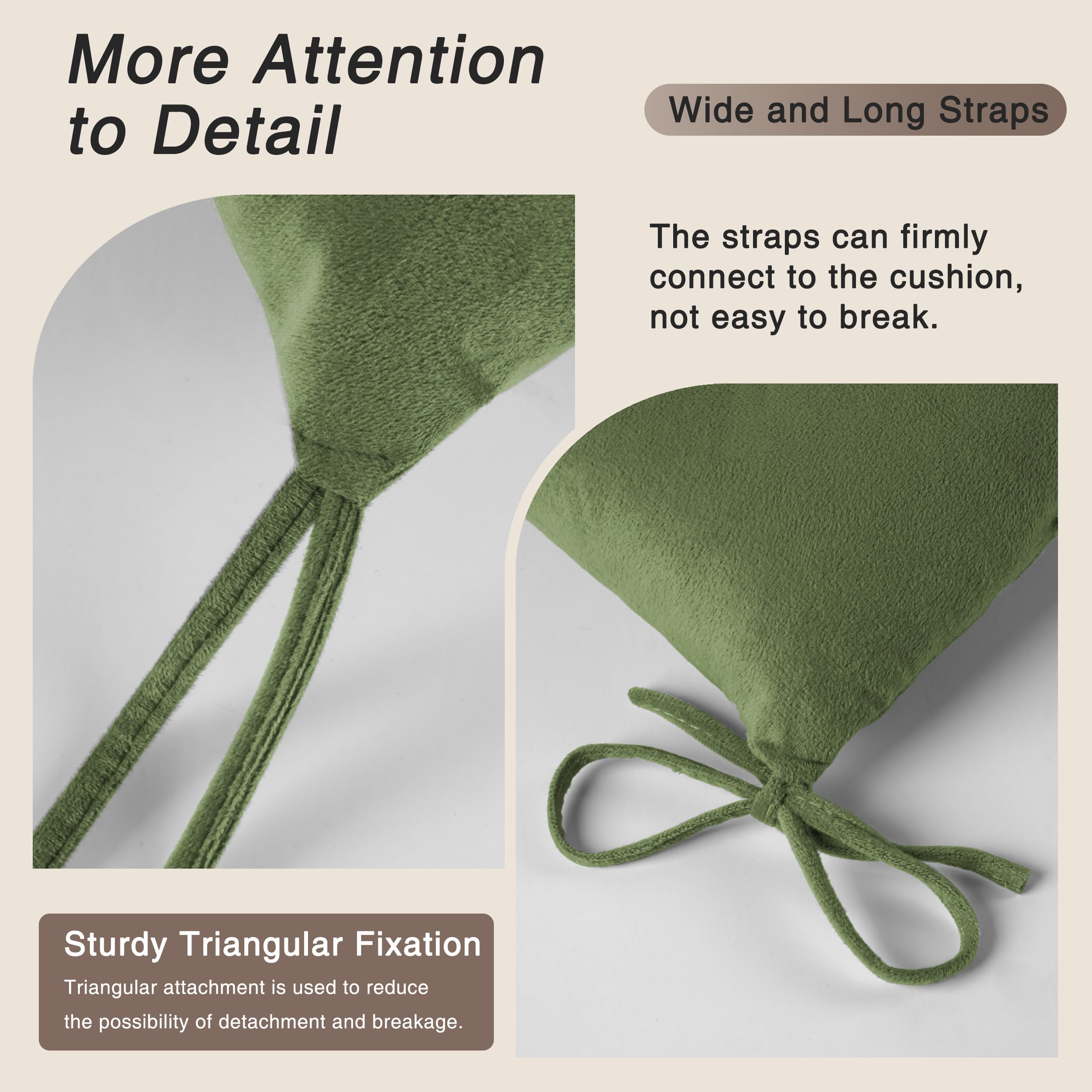 OVOV Thick Rocking Chair Cushion Warm Tufted Rocking Chair Pads Set of 2 with Ties High Back and Seat Cushion Suitable for Indoor (Green) - Image 3