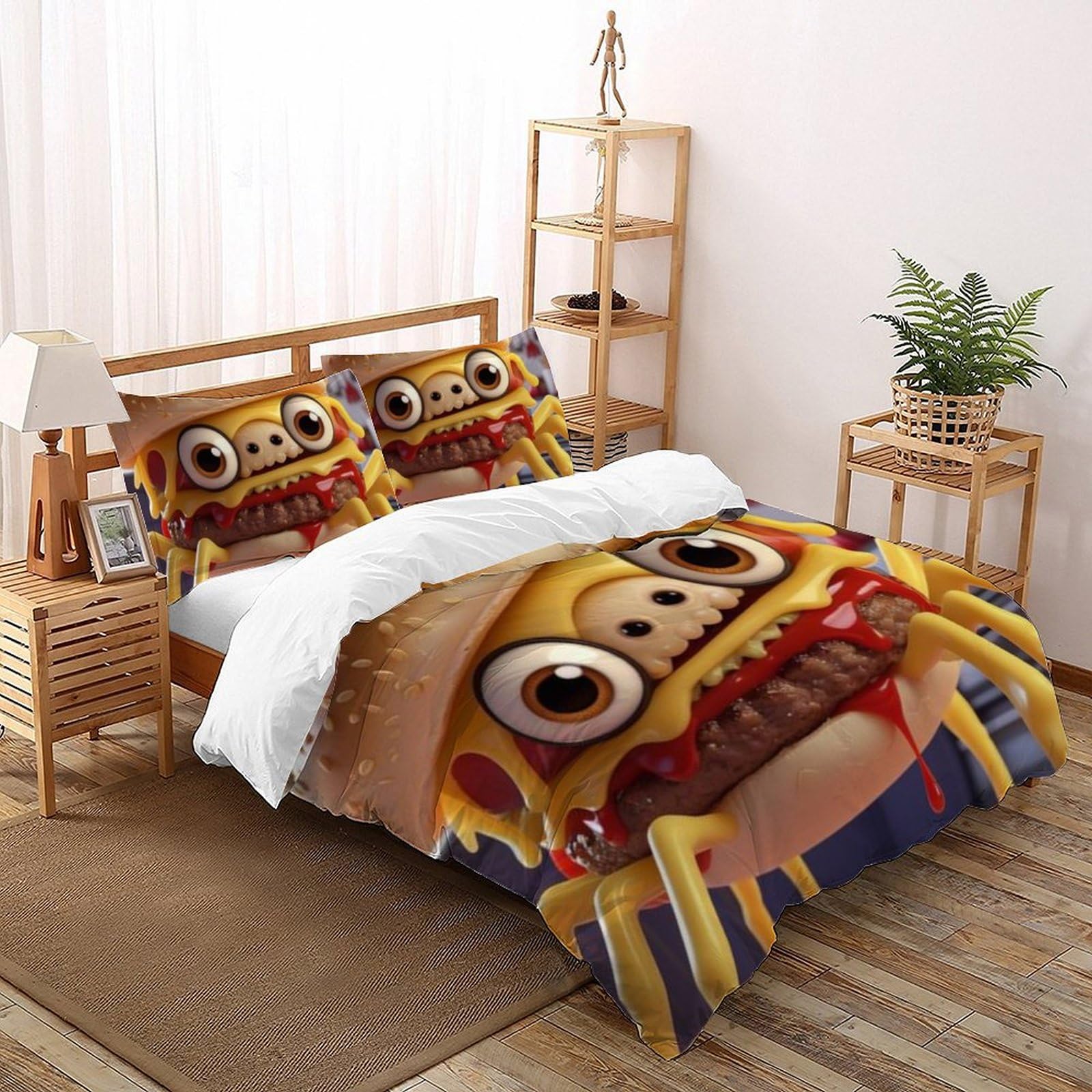Housse de couette Hamburg araignée anti-plis en microfibre pour grand lit super king fille