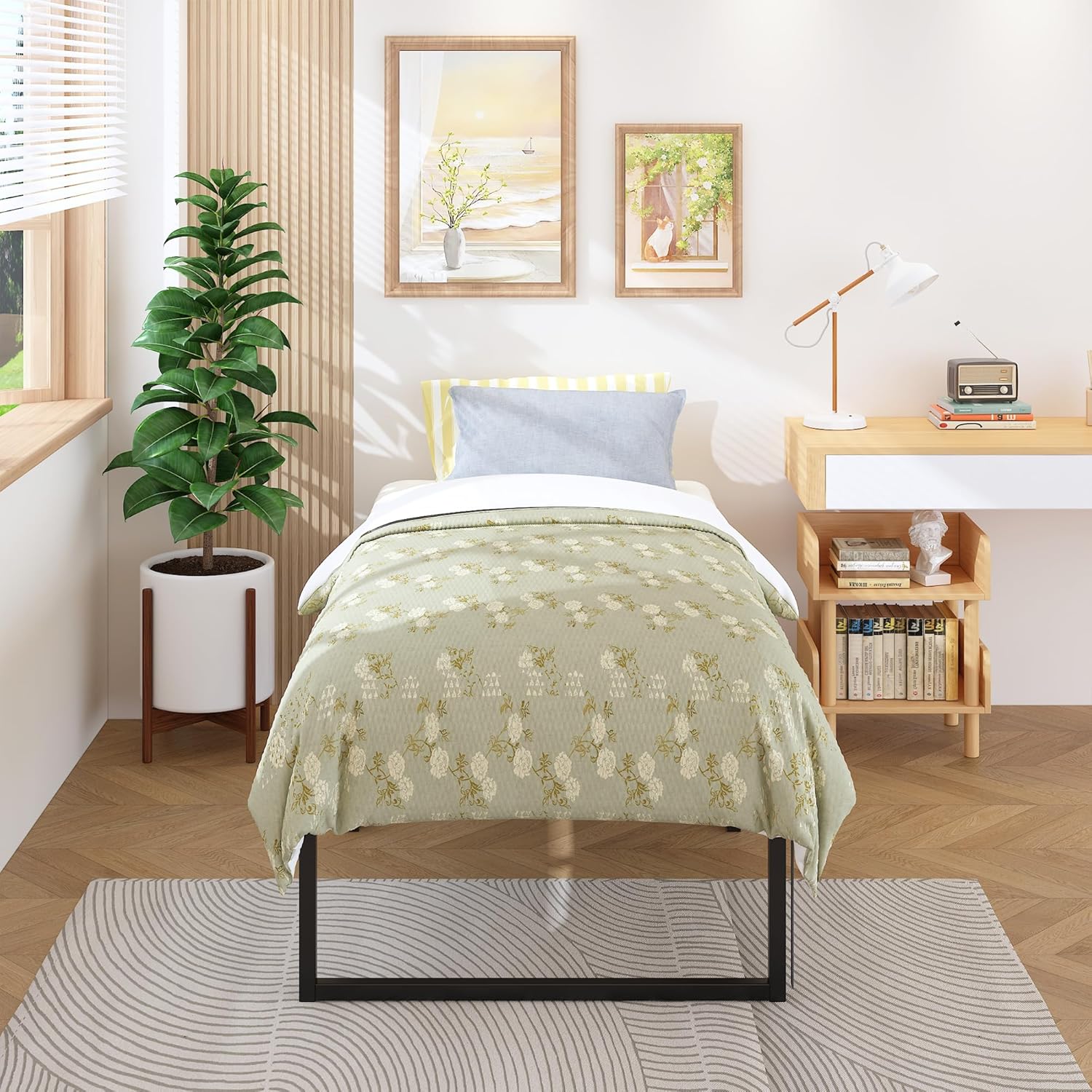 18 Inch Twin Bed Frames Heavy Duty Metal Twin Platform Bed Frame No Box Spring Needed, Noise Free, Easy Assembly, Black - Image 5