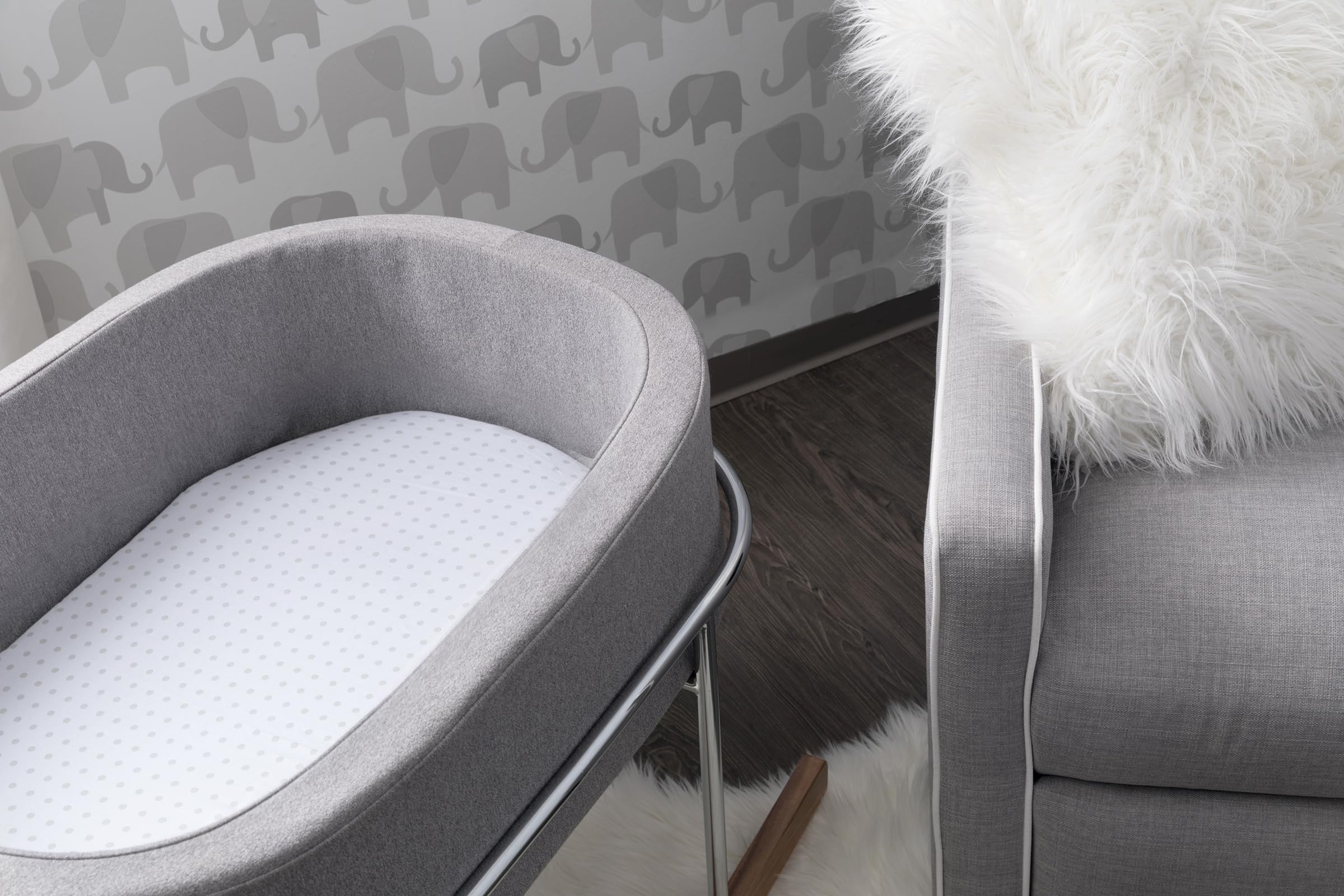 Ely de & Co Parure de lit Berceau Lot de 2 100% coton jersey pour bébé fille – Gris Chevron et pois