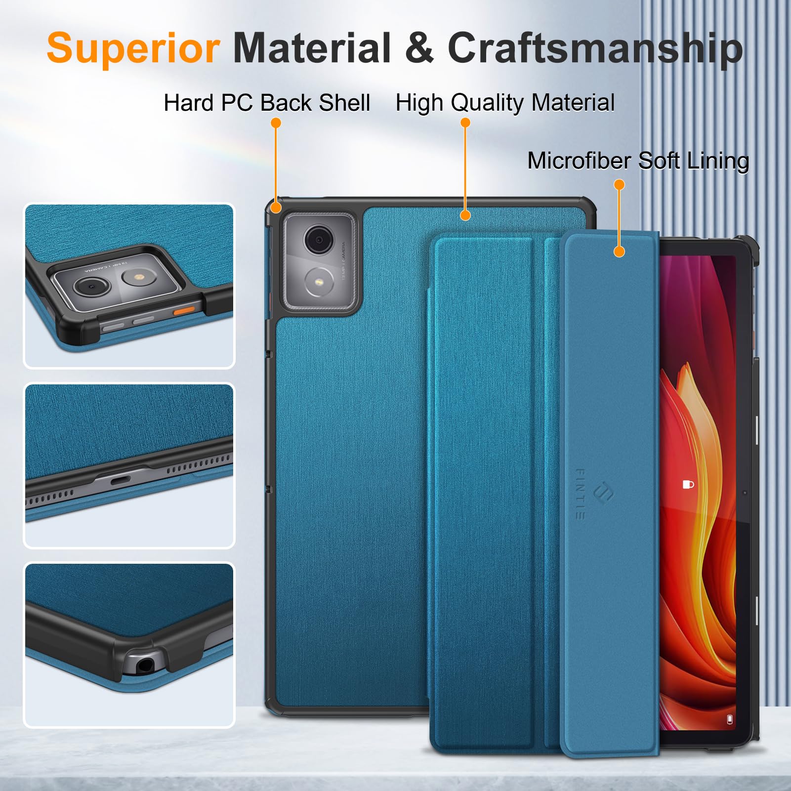 FINTIE Custodia Compatibile con Lenovo Tab M11 (TB330) 11 Pollici 2024 Tablet con S Pen Holder - Multi-angli Leggero Morbida TPU Cove Case, Auto Sonno/Sveglia, Grigio/Marrone