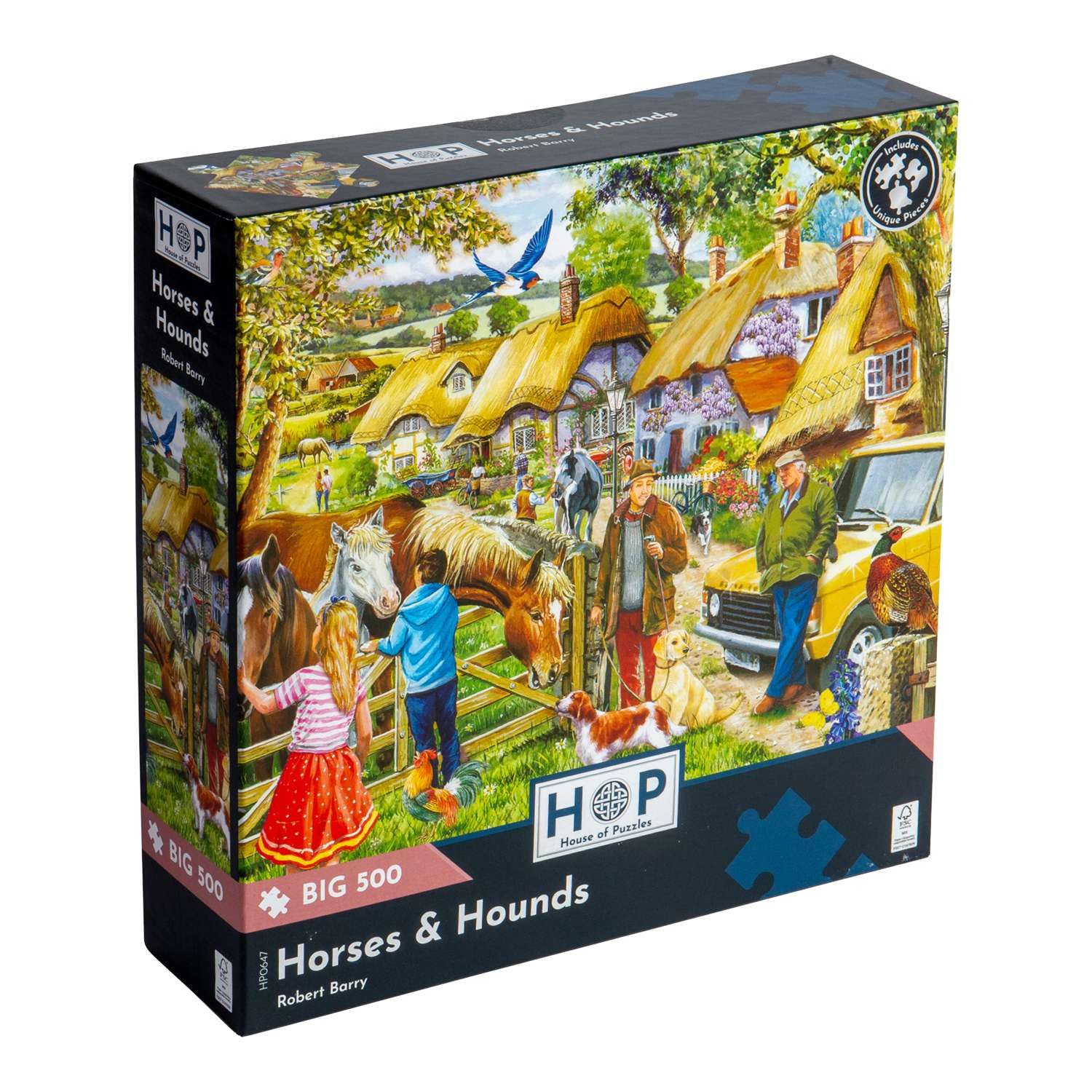 The House of Puzzles - Horses & Hounds Jigsaw - Big 500 Piece Jigsaws For Adults, Extra Large Pieces, Artist Illustrated, Scenic Landscape, Deluxe Puzzle Gifts — image 1