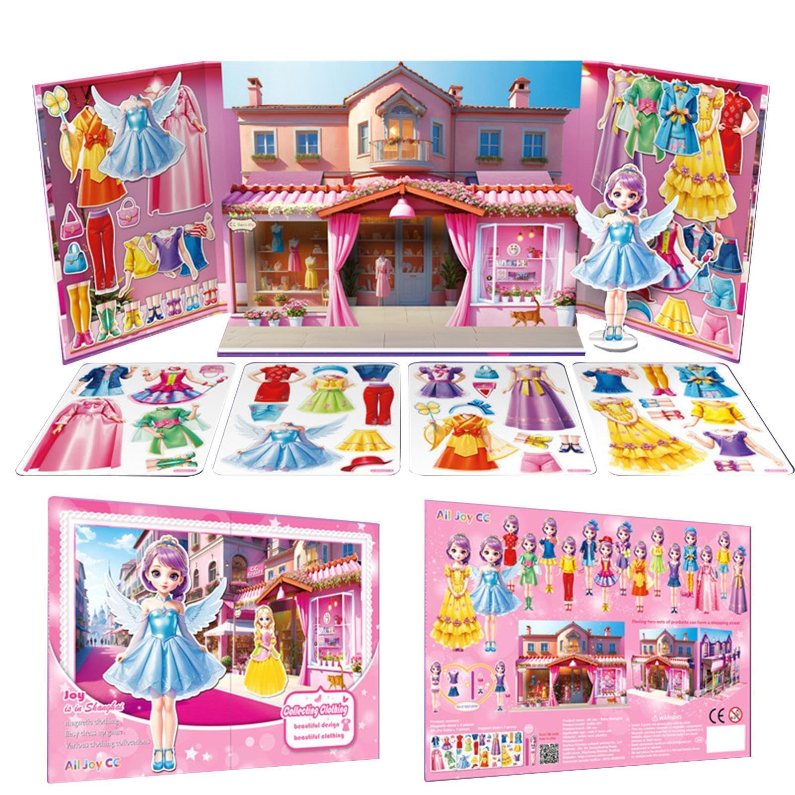 Vestir Muñecas Magnéticas,Muñeca Vestir Magnética,Juego de muñecas de papel de princesa magnética para juegos de simulación | Diversión con muñecas de papel, juegos de vestir magnéticos, libro de pega
