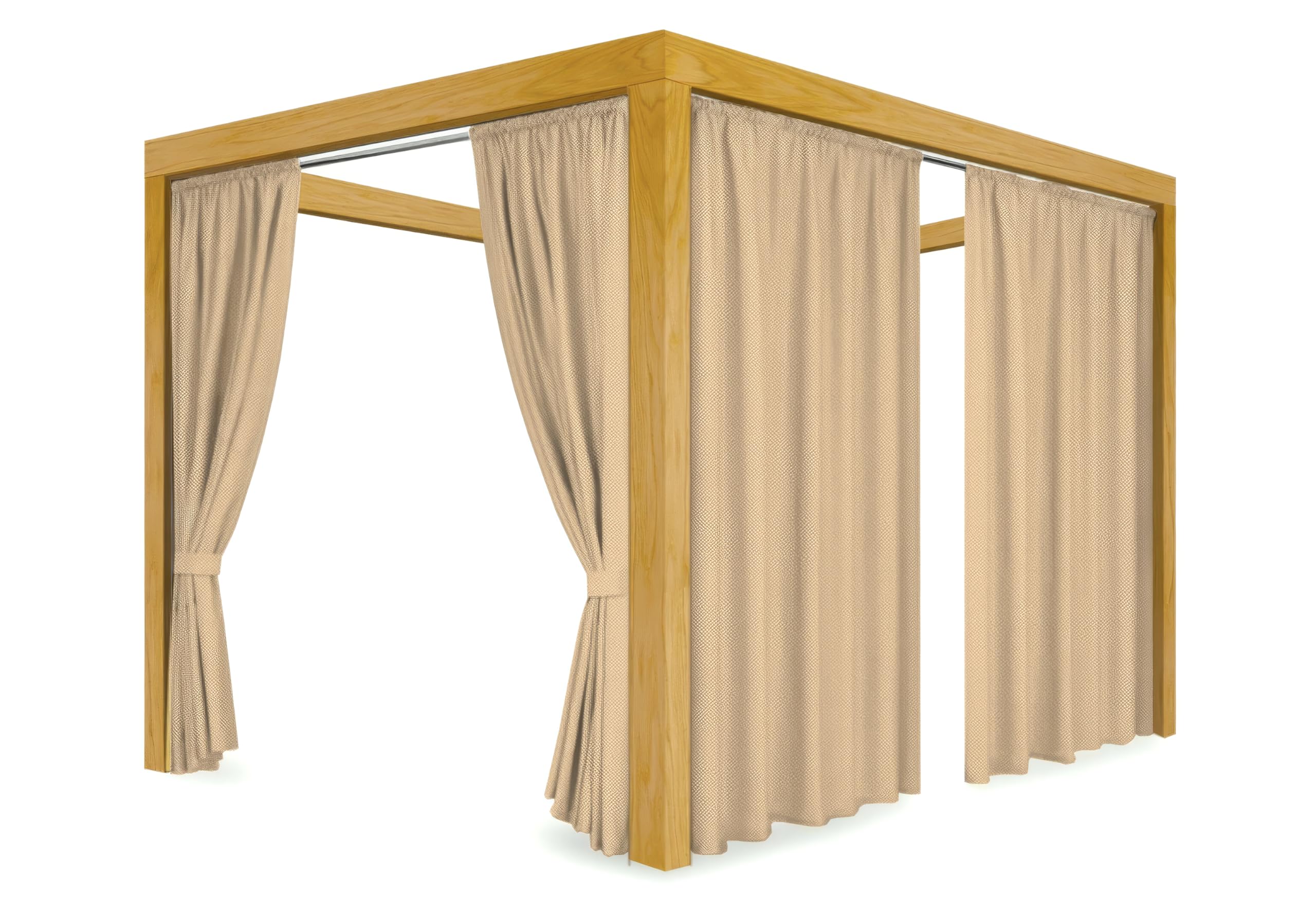 Terrassenvorhang mit Tunnelzug, Wasserdichter Gartenvorhang für Terrasse, Balkon, Pergola & Pavillon, Schutz vor Regen & Wind, Beige, 220 x 155 cm, 2 Stück