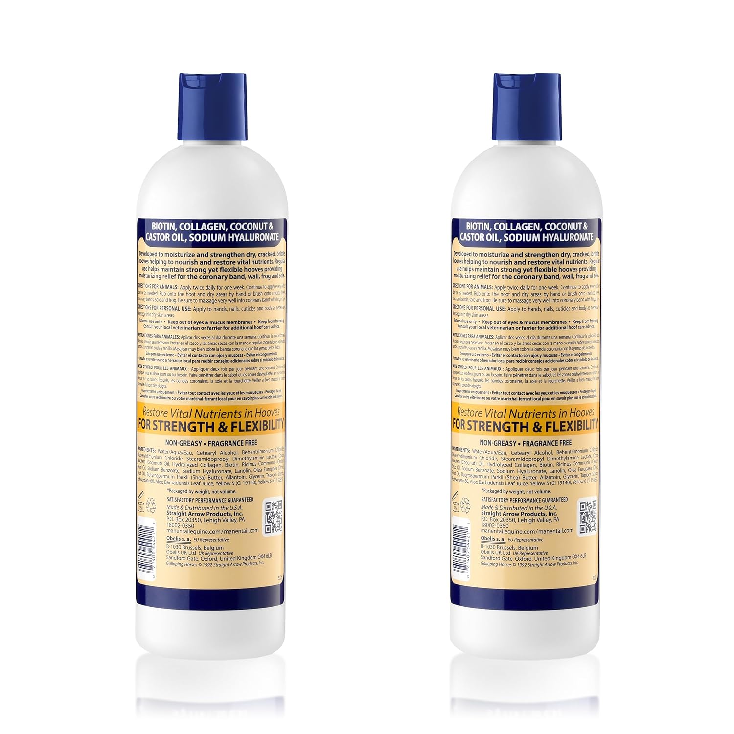 Mane 'n Tail Hoofmaker Hand & Nail Therapy (14.5 Oz Each, 2 Pack) – Fragrance-Free, Biotin & Collagen-Enriched Moisturizing Cream for Nourishing & Strengthening Dry, Cracked Hooves