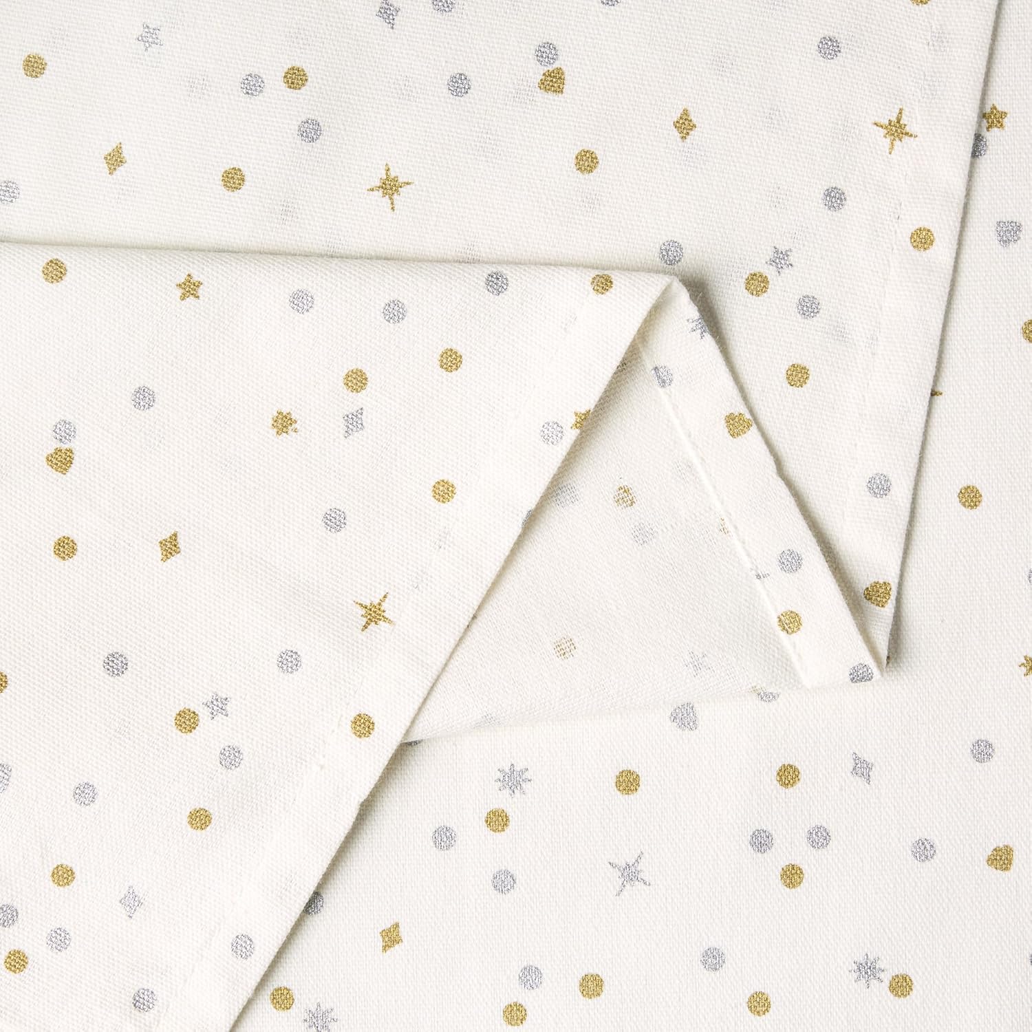 kate spade new york Celebration Confetti Dot Holiday Cloth Napkins 4-Pack Set, 100% Cotton with Metallic Print, Machine Washable, Ivory/Gold/Silver, 20"x20"