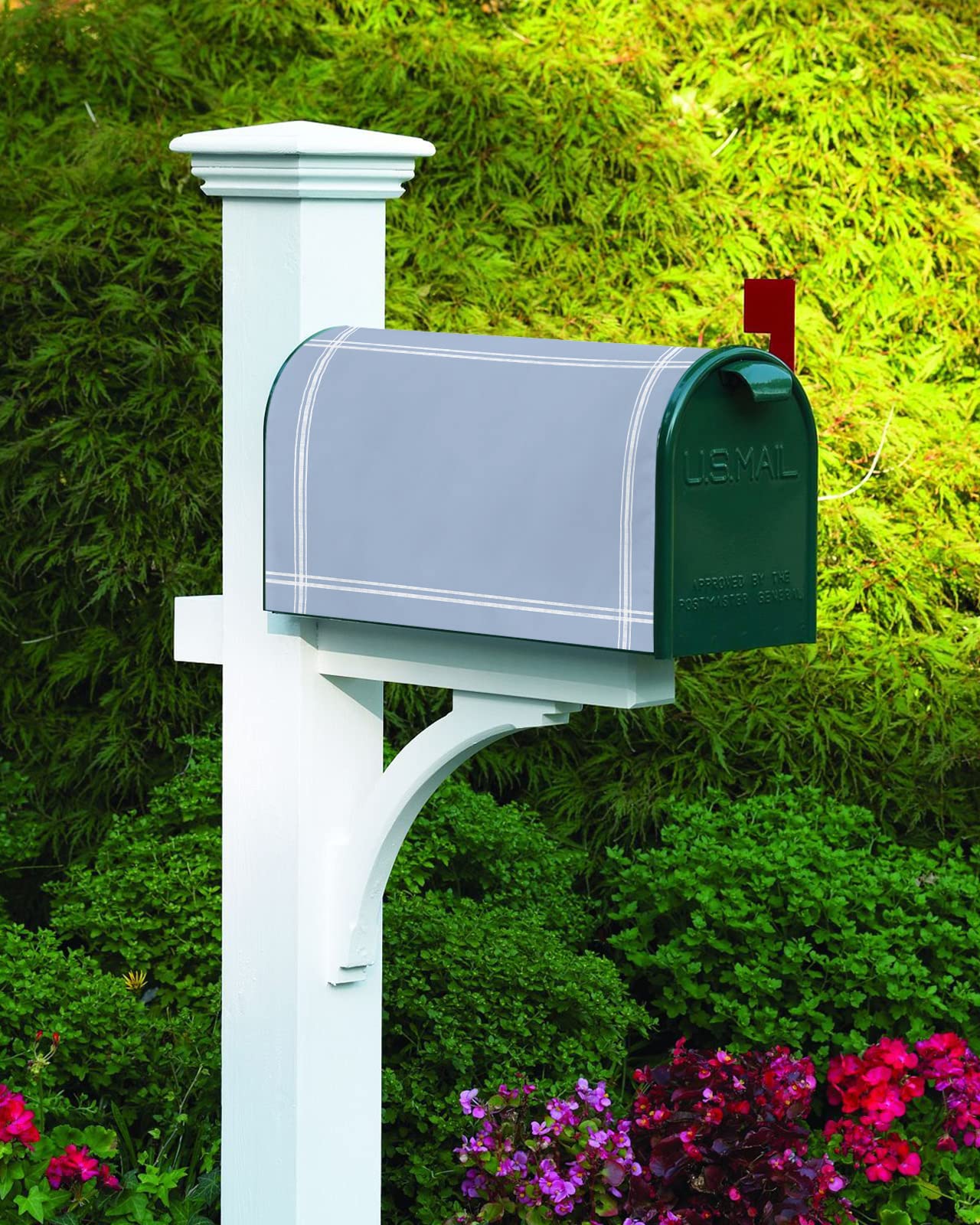 ZHIHUI Home Sweet Home Plaid Magnetic Mailbox Cover - Waterproof, Fade-Resistant, 18x21 Inch Outdoor Decor
