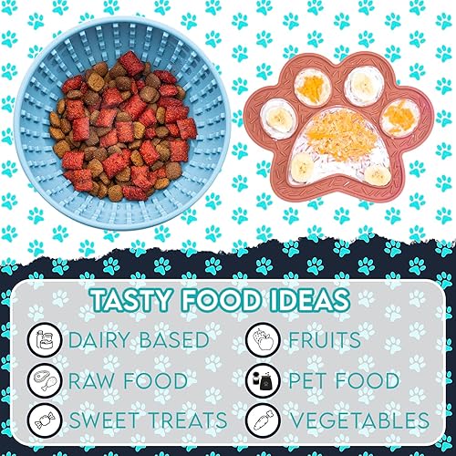 Miniatura 8 de Generic Tazón de alimentación lenta con alfombrilla para lamer para perros, azul, silicona