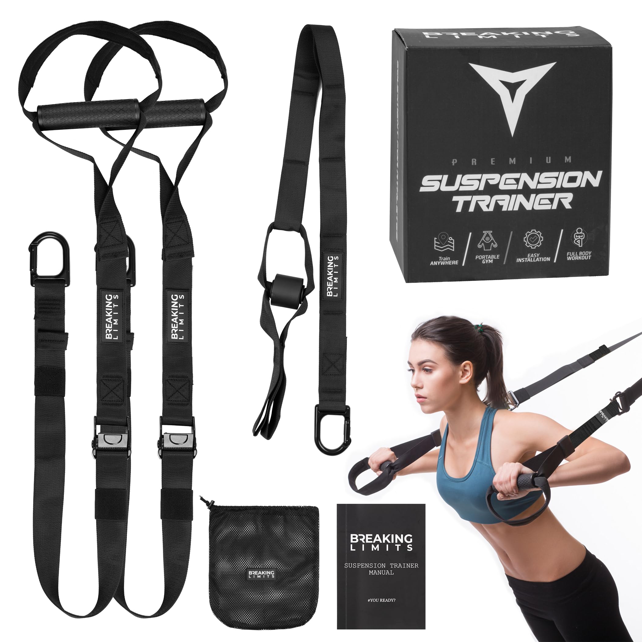 BREAKING LIMITS Sling Trainer - Sling Trainer para casa, jardín, gimnasio y viajes - entrenamiento de fuerza en casa - entrenador de suspensión