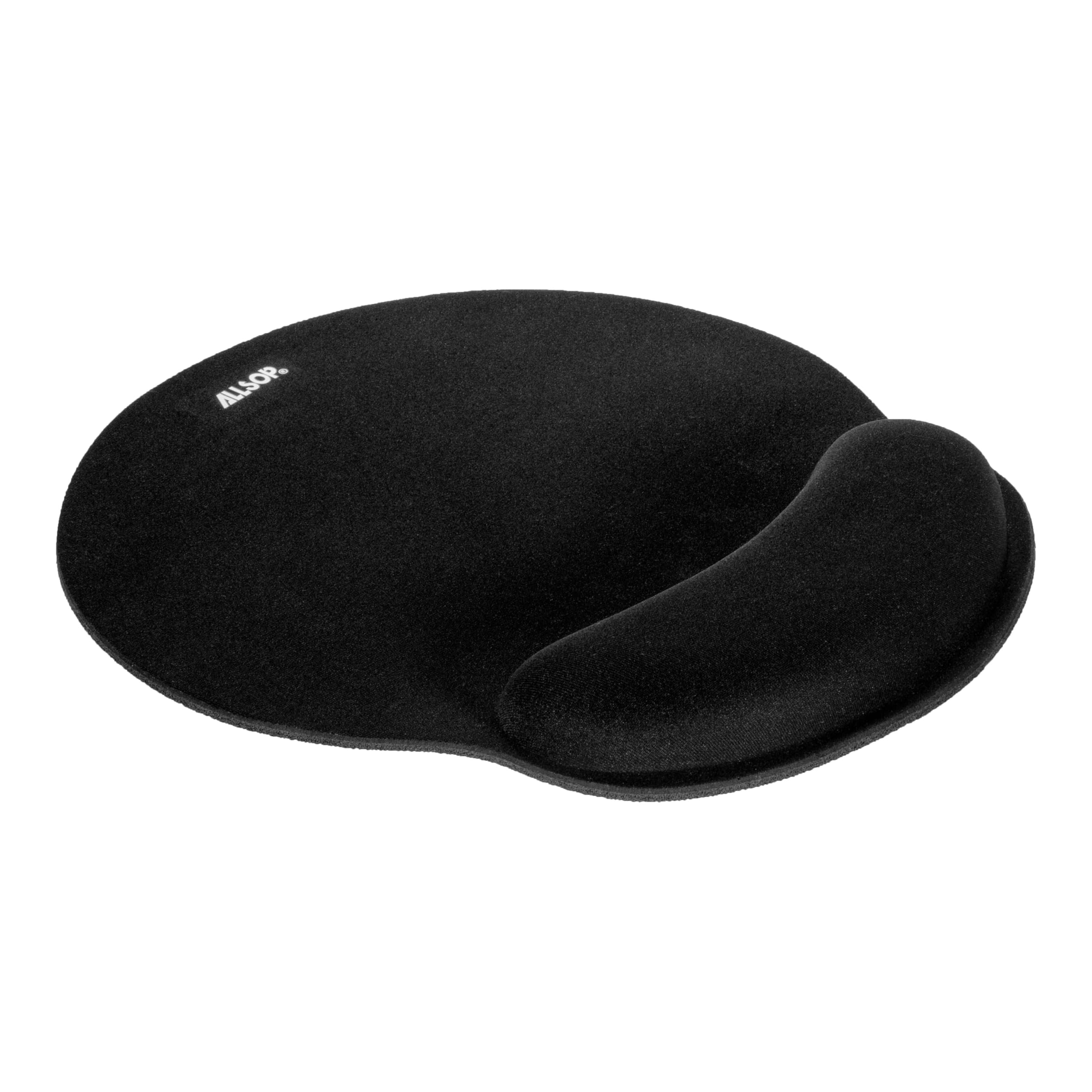 ALLSOP Podkładka pod mysz z pianki z pamięcią kształtu z wbudowaną podpórką pod nadgarstek ergonomiczna redukcja stresu (czarna) 05940