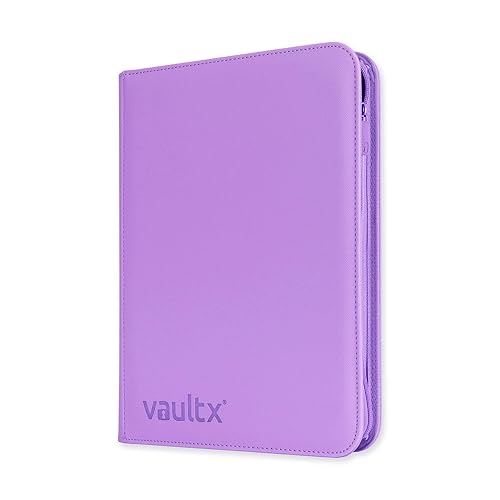 Vault X Archivador para Cartas Coleccionables de 9 Bolsillos con Cremallera, 360 Cartas, Material de Álbum Premium Exo-Tec, 20 Hojas de Carga Lateral, Carpeta para Juegos Coleccionables, TCG (Púrpura) - Morado