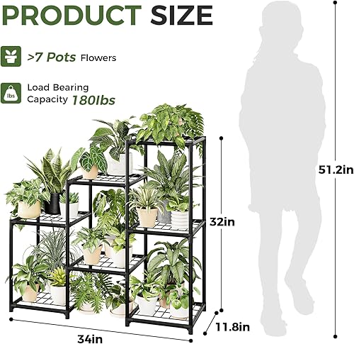 Miniatura 2 de Estante para plantas para interiores y exteriores, soporte de 3 niveles para múltiples plantas, macetas, impermeable, soporte de flores de metal,
