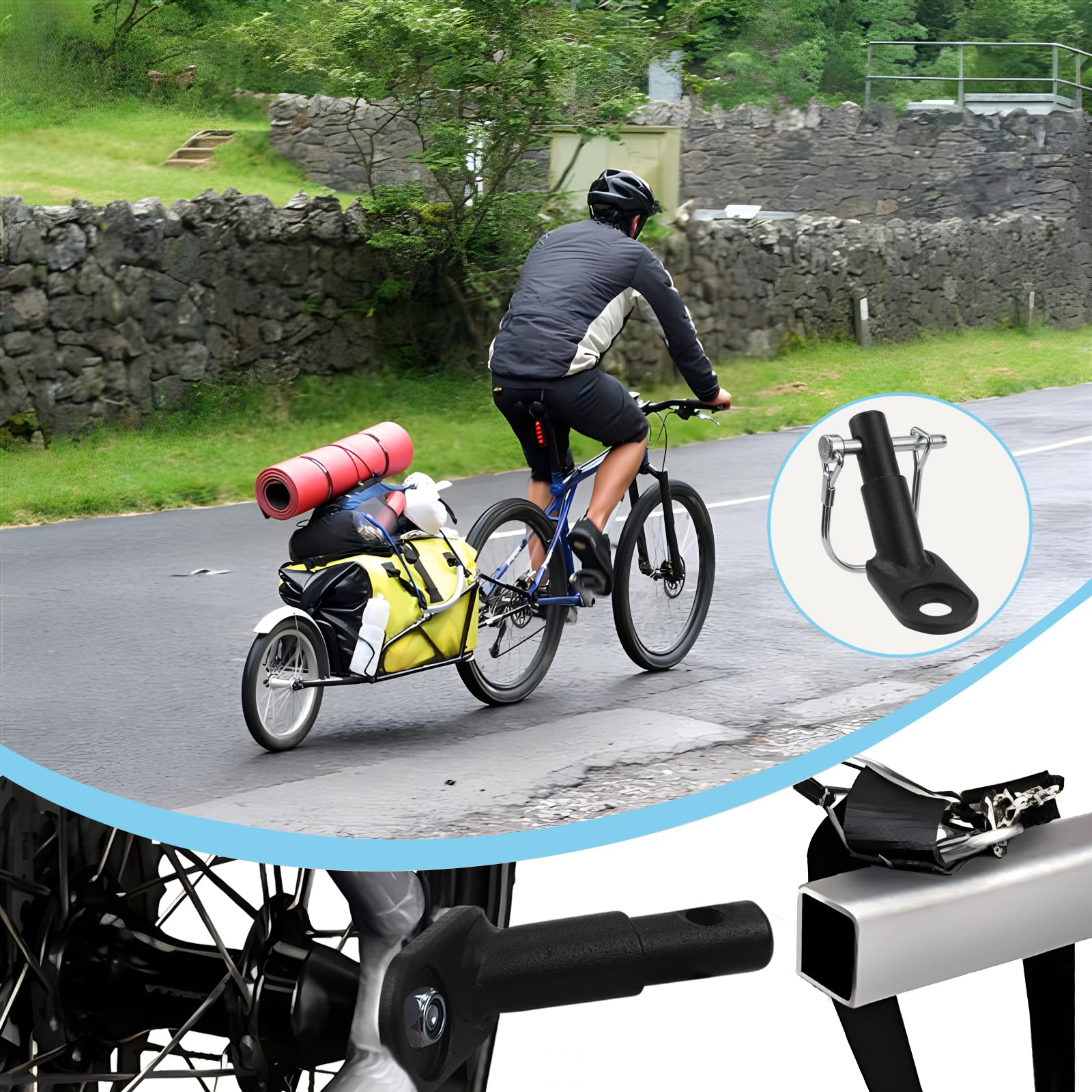 Attache Remorque Velo Enfant Universelle 2 Pcs Support Attelage Boucle U Pliable Chien Cargo