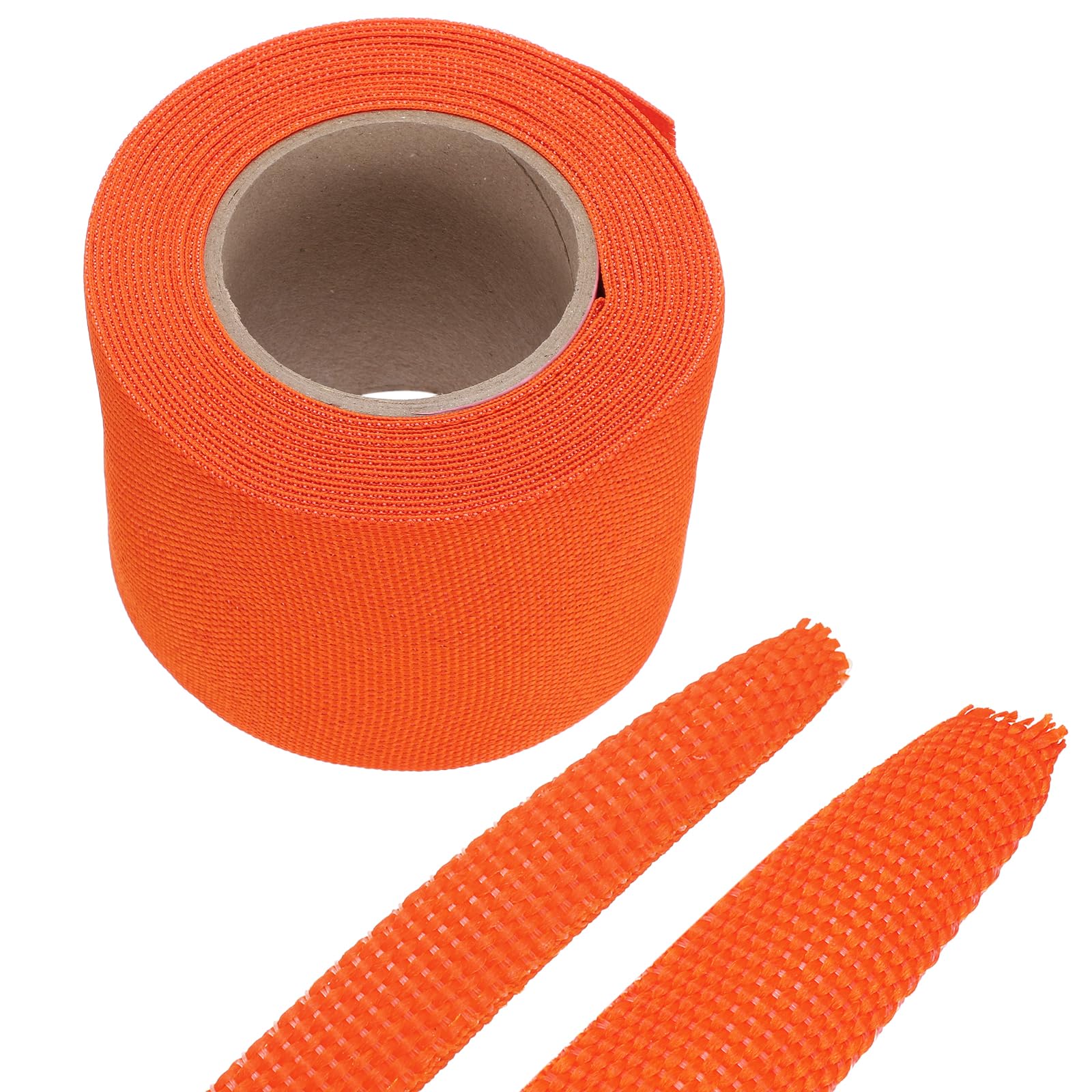 sourcing map 5m Braided Cable Sleeves Heat Shrinkable Fabric Sleeving,PET Expandable 2" 16ft Orange 2:1 Ratio Heat Shrinkable Cord Protector for Harness Network Cable Protection