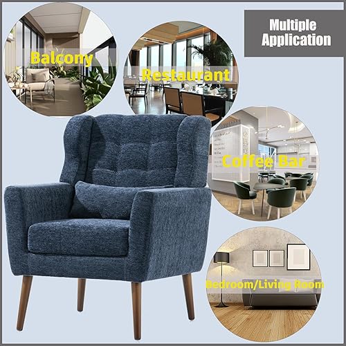 Miniatura 9 de EEBUIHUI Silla decorativa moderna tapizada con relleno de espuma, cómoda silla de lectura, silla moderna de mediados de siglo con brazos de tela,
