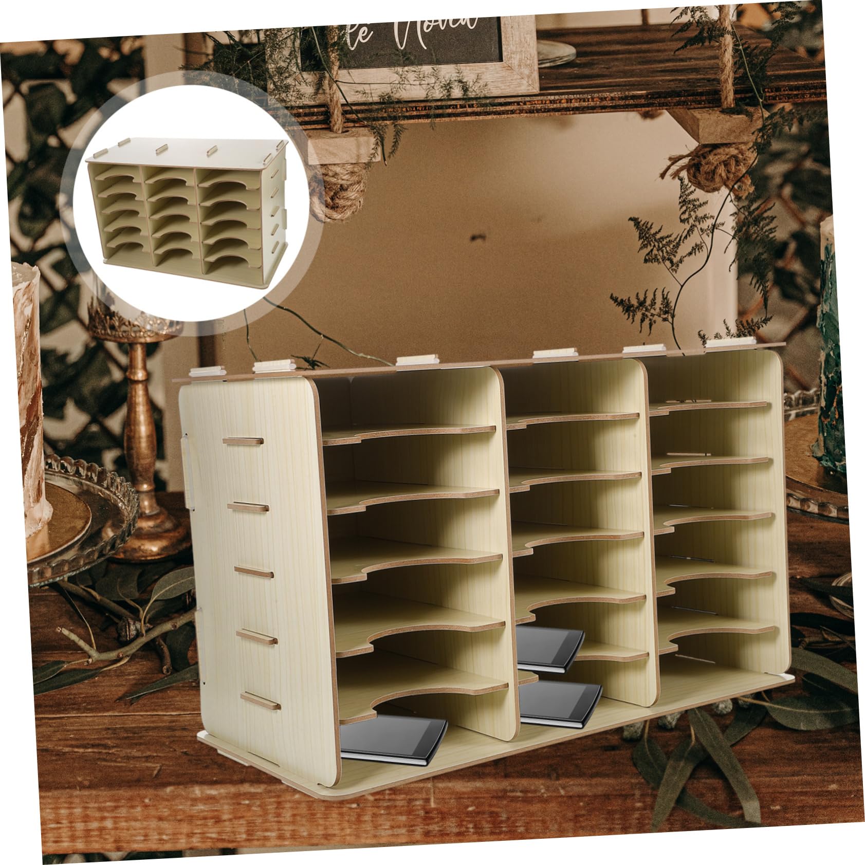 Cabilock Caja de Almacenamiento para Teléfono Móvil Soporte para Teléfono Celular Organizador de Madera para Mesa de Oficina Y Aula Caja de Almacenamiento para Teléfono