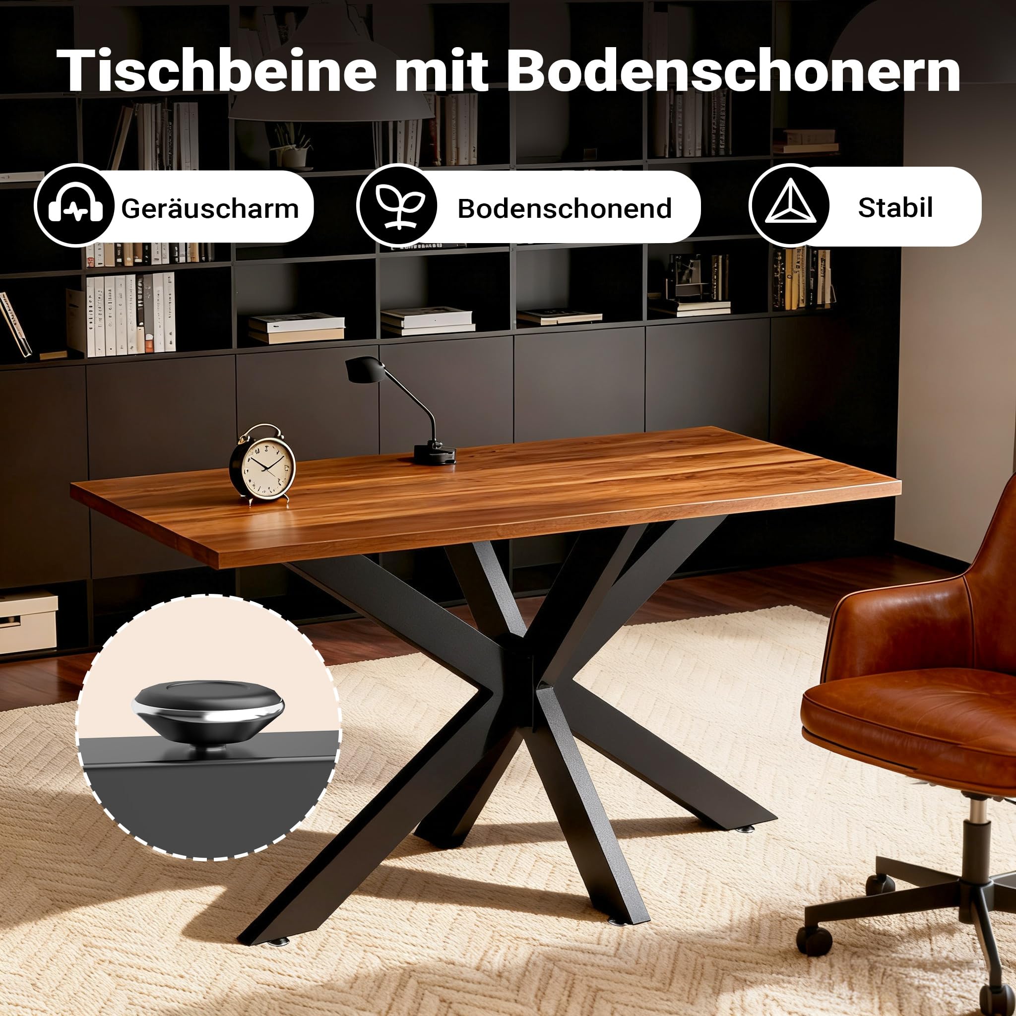 XPOtool Tischbeine aus Stahl Spidergestell 71x68x120cm in Schwarz Tischkufen Tischgestell Tischuntergestell mit Spider-Profil