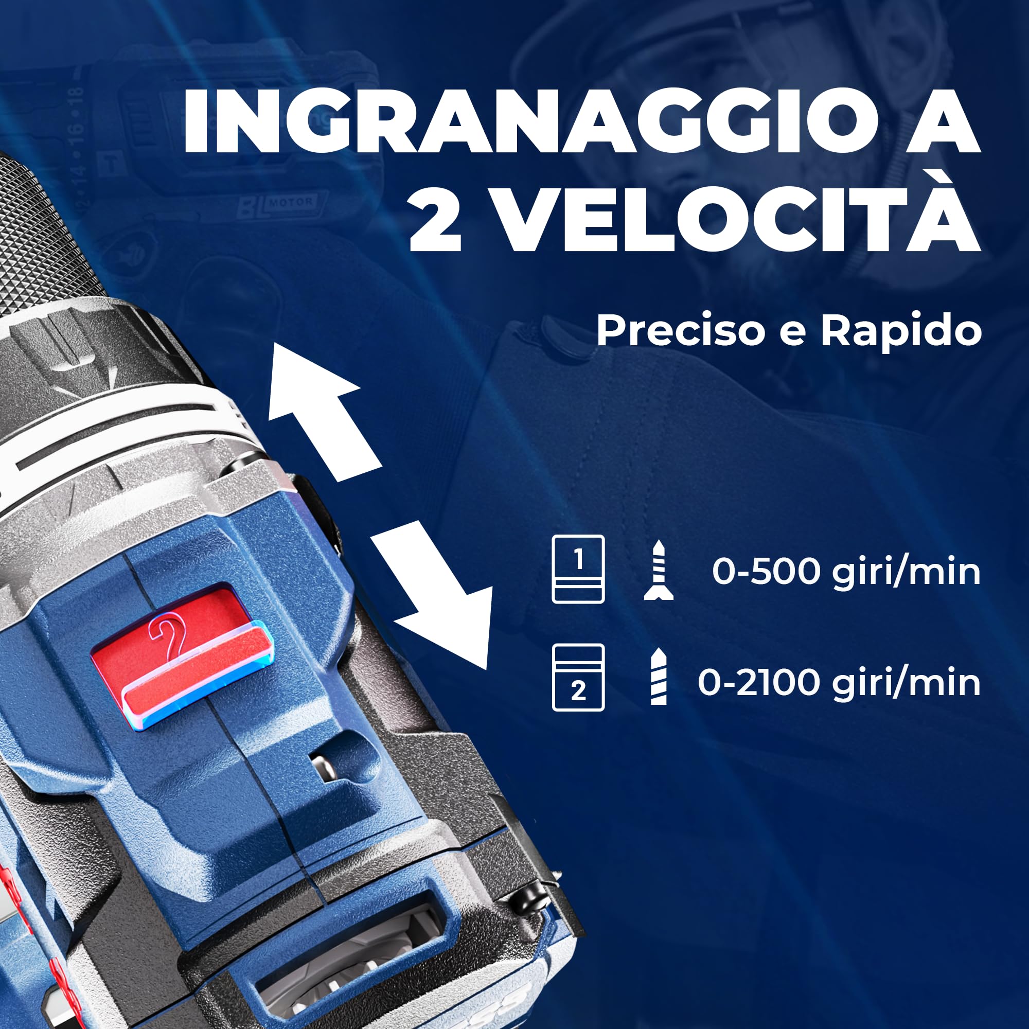 Dong Cheng Trapano a Percussione a Batteria 20V Brushless 160 Nm, Trapano Avvitatore Batteria, 1x4,0 Ah, 3 Modalità-Foratura, Avvitatura, Percussione, Mandrino 13mm, 19+2 Coppie, 2 Velocità