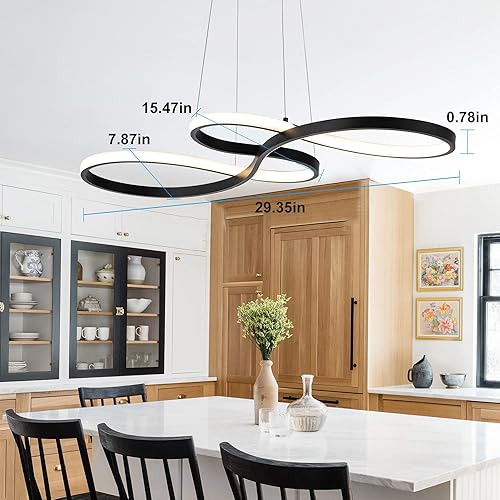 Miniatura 5 de SUNMOO Lámpara de Araña LED Moderna para Comedor, Luz Colgante Regulable, Lámpara de Araña Creativa con Regulador de Intensidad, Color 3000-6000K,