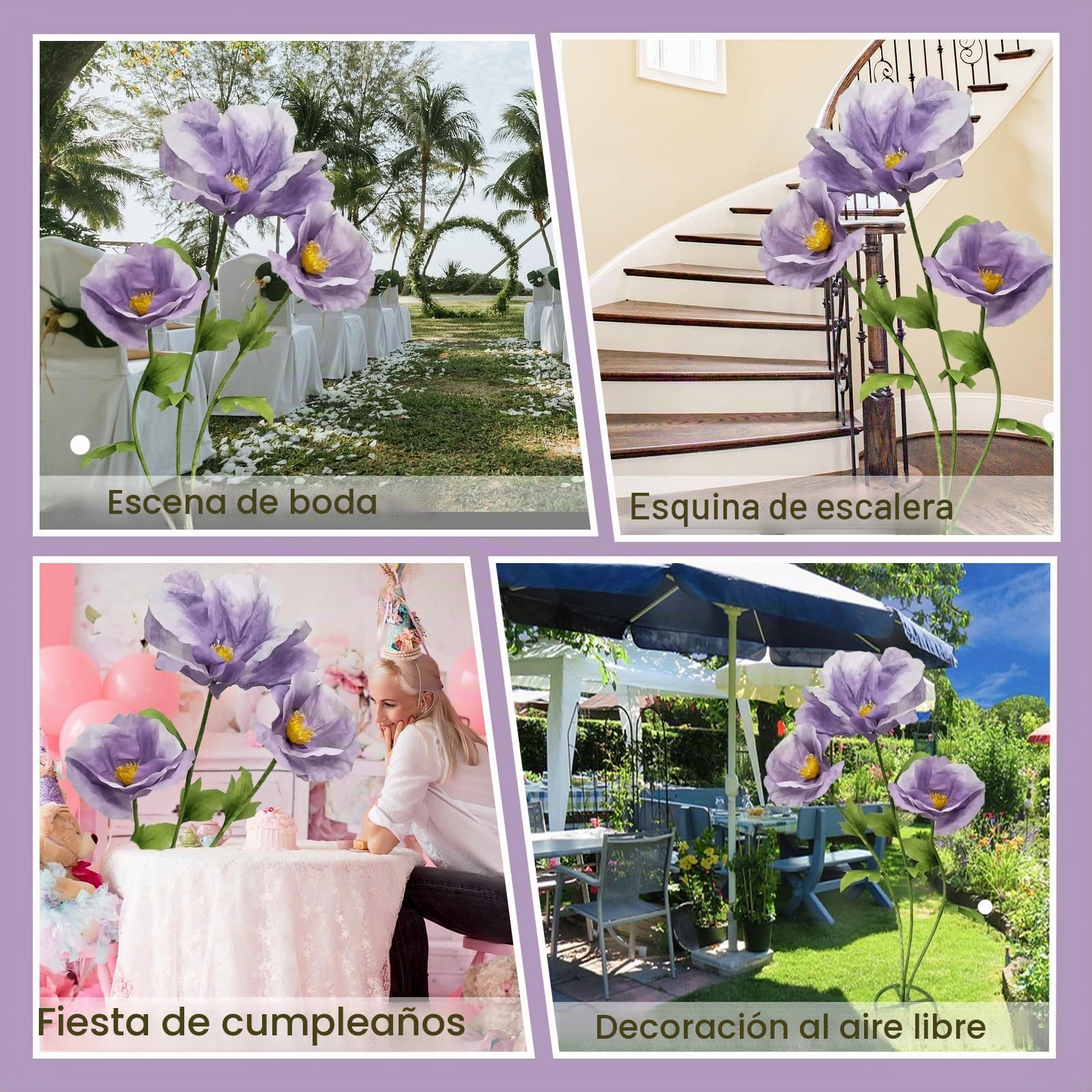 lifemet 3 piezas de flores artificiales gigantes 3D, flores realistas hechas de papel impermeable y ecológico, de larga duración, fácil mantenimiento, perfectas para casa, jardín, bodas, hotel