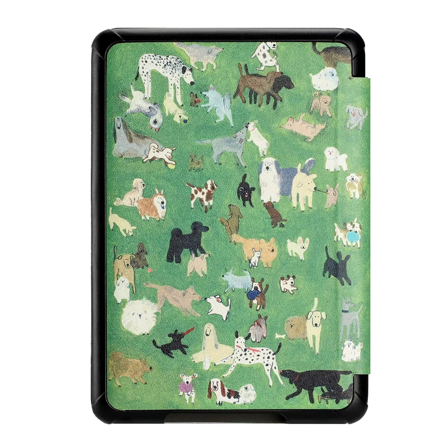 MOKASE Etui Fit for 6" Kindle Paperwhite 5/6/7. Generacji 2012,2013,2015,2016 (Model: EY21 / DP75SDI), Syntetyczna Skóra Twarde Okładki z Paskiem na Rękę dla Kindle Paperwhite 6 cali, Meadow Dogs