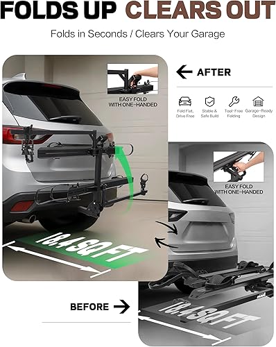 Miniatura 4 de Hitch - Portabicicletas para 2 bicicletas, capacidad de 200 libras, para autos, camiones, SUV, minivans, RV, remolque, soporte de plataforma