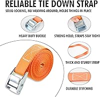 Vista 2 de Correas de Cartman para amarre, de 1 pulgada x 12 pies, de hasta 600 libras, 10 unidades en bolsa de transporte