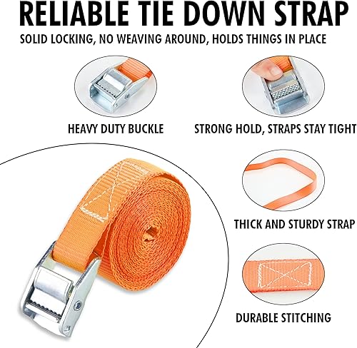 Miniatura 2 de Correas de Cartman para amarre, de 1 pulgada x 12 pies, de hasta 600 libras, 10 unidades en bolsa de transporte
