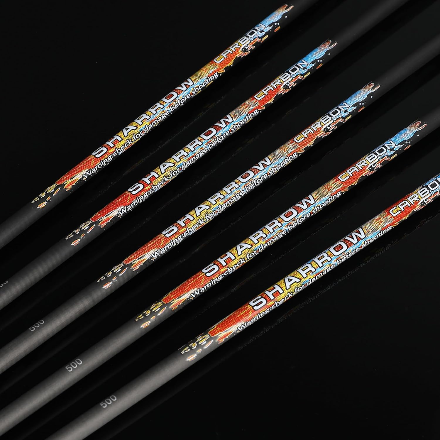 AMEYXGS 31Inch Pure Carbon Arrows Hunting Target Practice Archery Spine 250 300 350 400 500 600 with 2 Inch Rubber Feather for Compound Recurve Traditional Bow