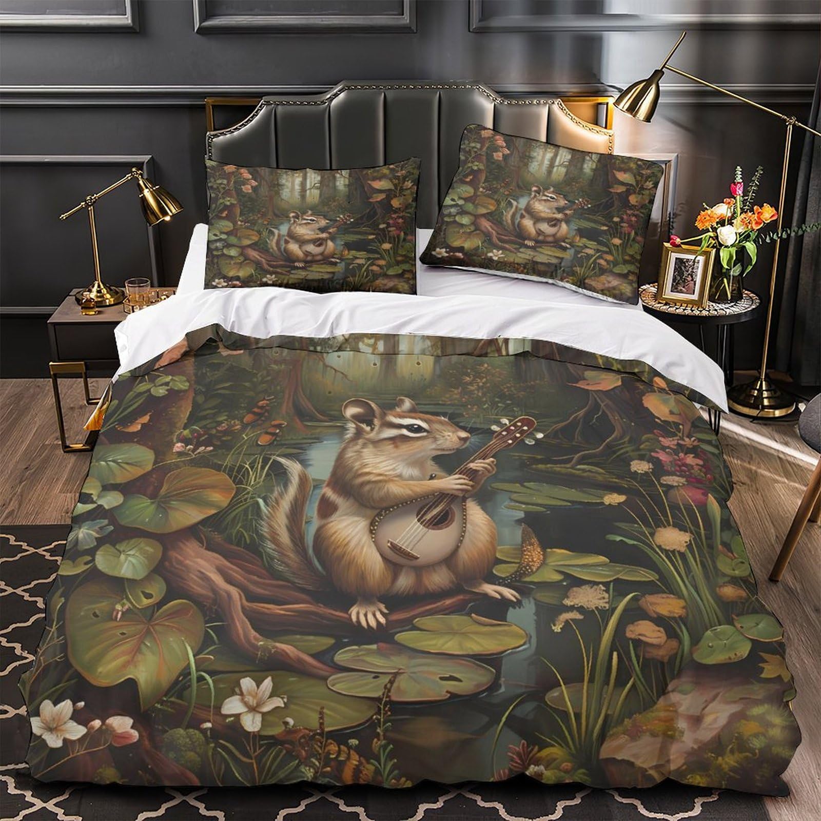 Housse de couette super douce effet 3D parure lit King de luxe