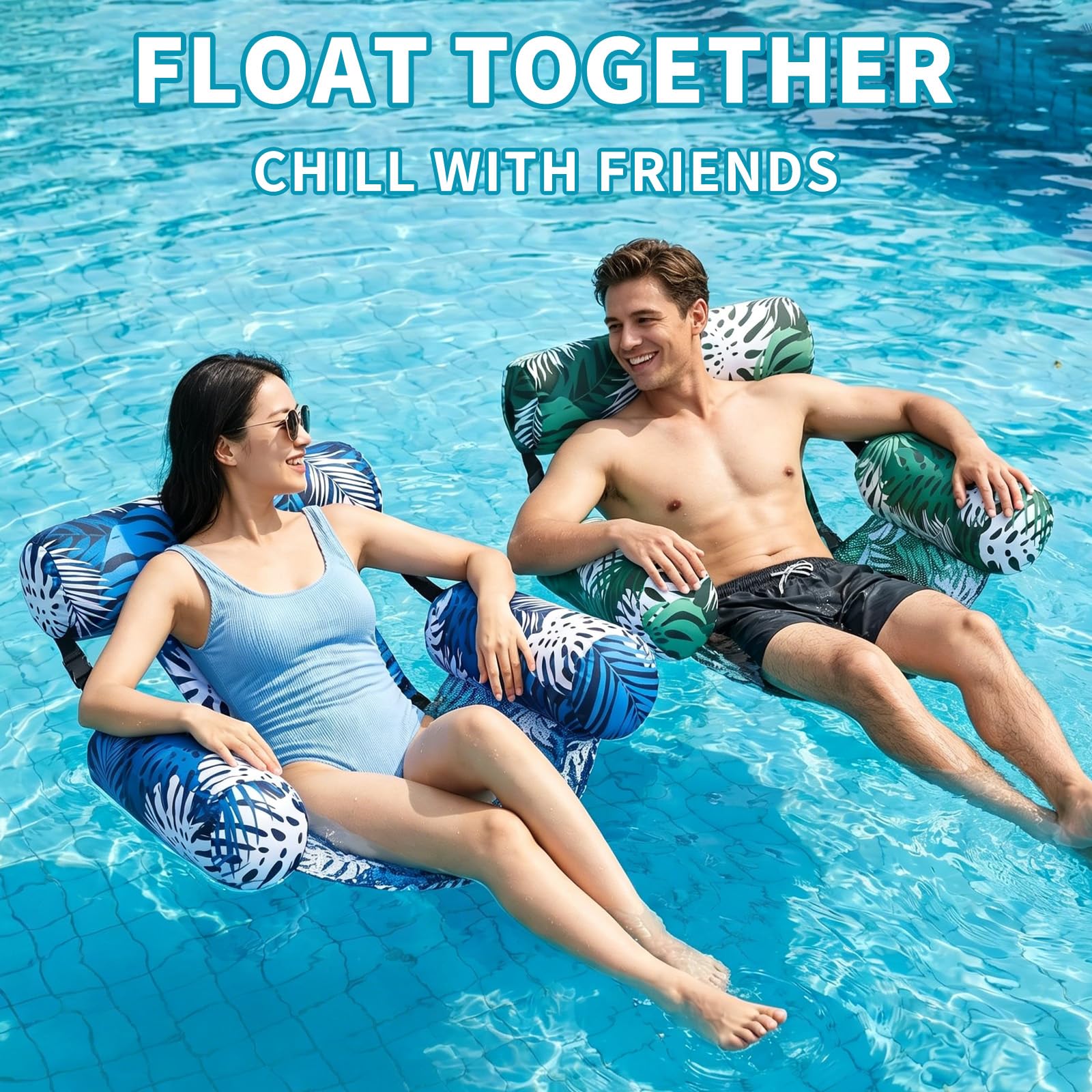 Aufblasbare Wasser Pool Luftmatratze für Erwachsene,2 Stück Schwimmkissen Erwachsene,Wasser Hängematte,Aufblasbare Wasserstühle,Wasserhängematte,für Sommerpartys, Pool- und Strandspaß