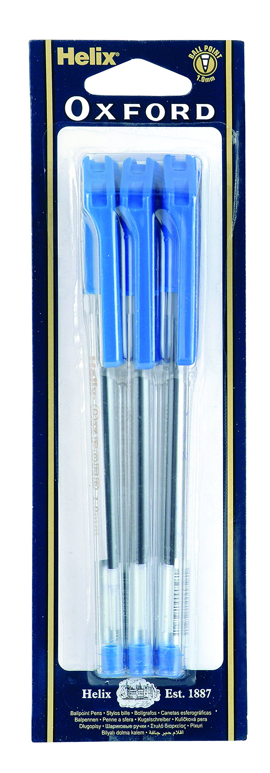 Helix Oxford Ballpoint Pens - Blue (Pack of 6)